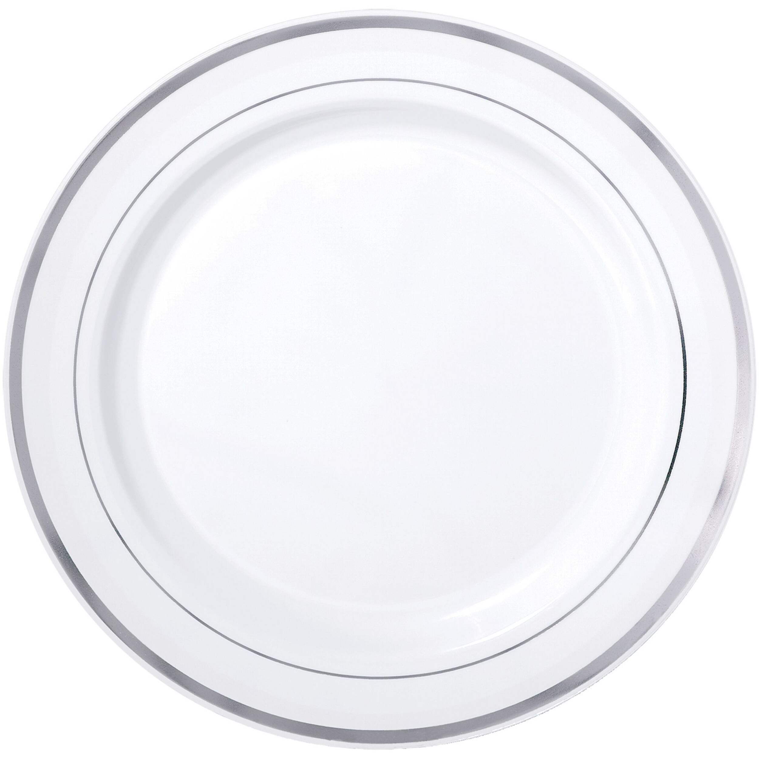 Assiettes en plastique de luxe, paq. 20, 10,2 po, argenté Overhead_Flat