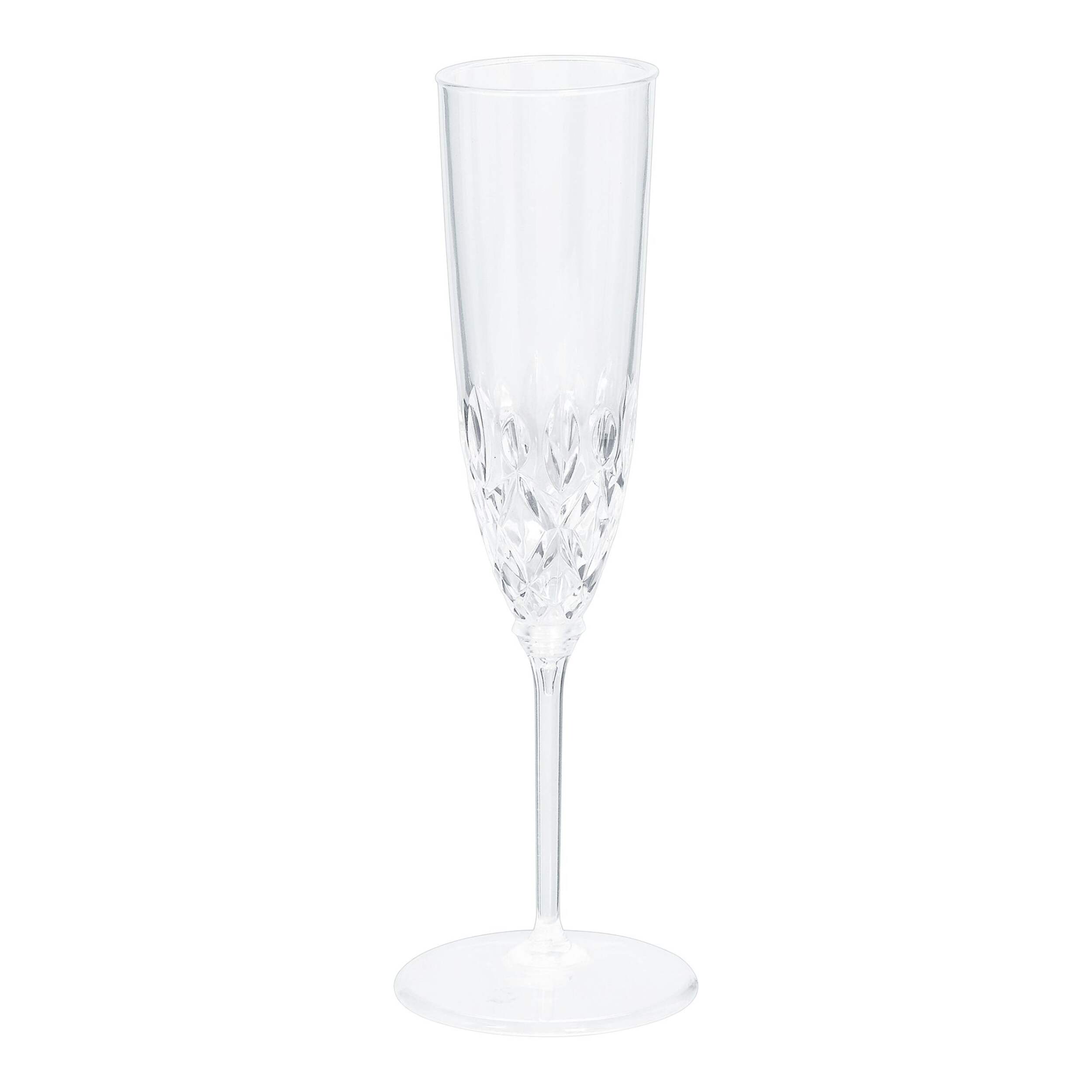 Crystal-Cut Plastic Reusable Champagne Flutes, Clear, 4.5-oz, 20-pk, for Christmas/Thanksgiving/New Year's Eve/Birthday Party Front_Elevated