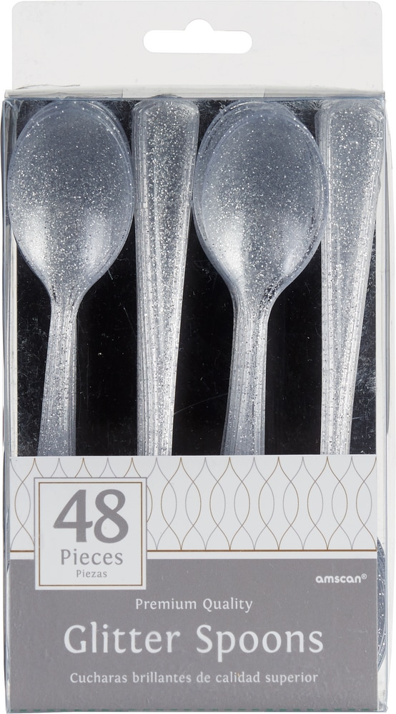 Glitter Silver Premium Plastic Spoons, 48pk Canadian Tire