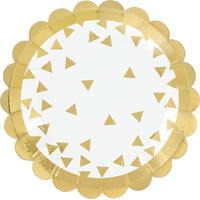 Assiettes à dessert festonnées, doré métallique, paq. 36 Overhead_Flat