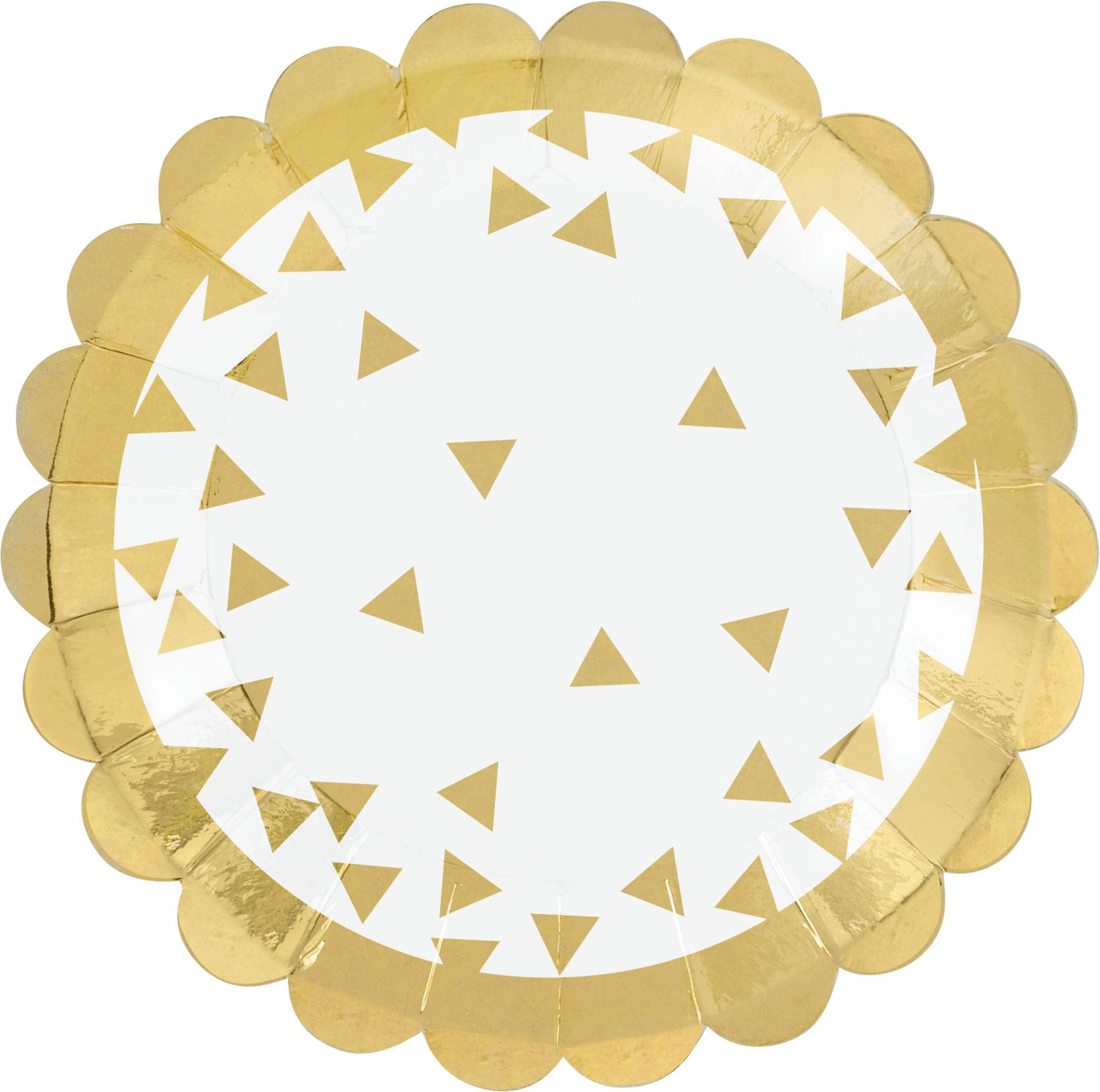 Scalloped Dessert Plates, Metallic Gold, 36-pk Overhead_Flat