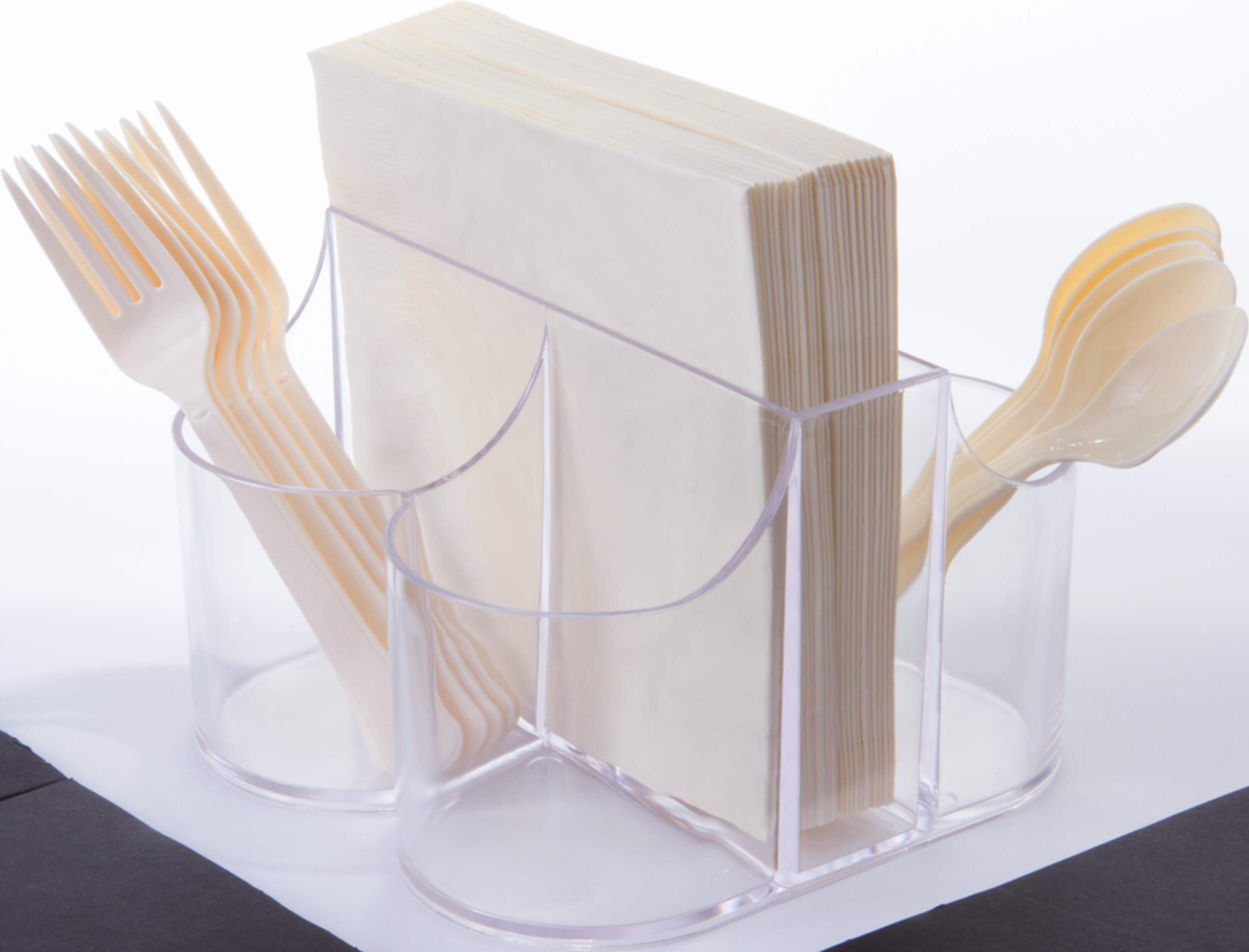 Plastic Cutlery and Napkin Caddy, Birthdays, Showers, More, Clear