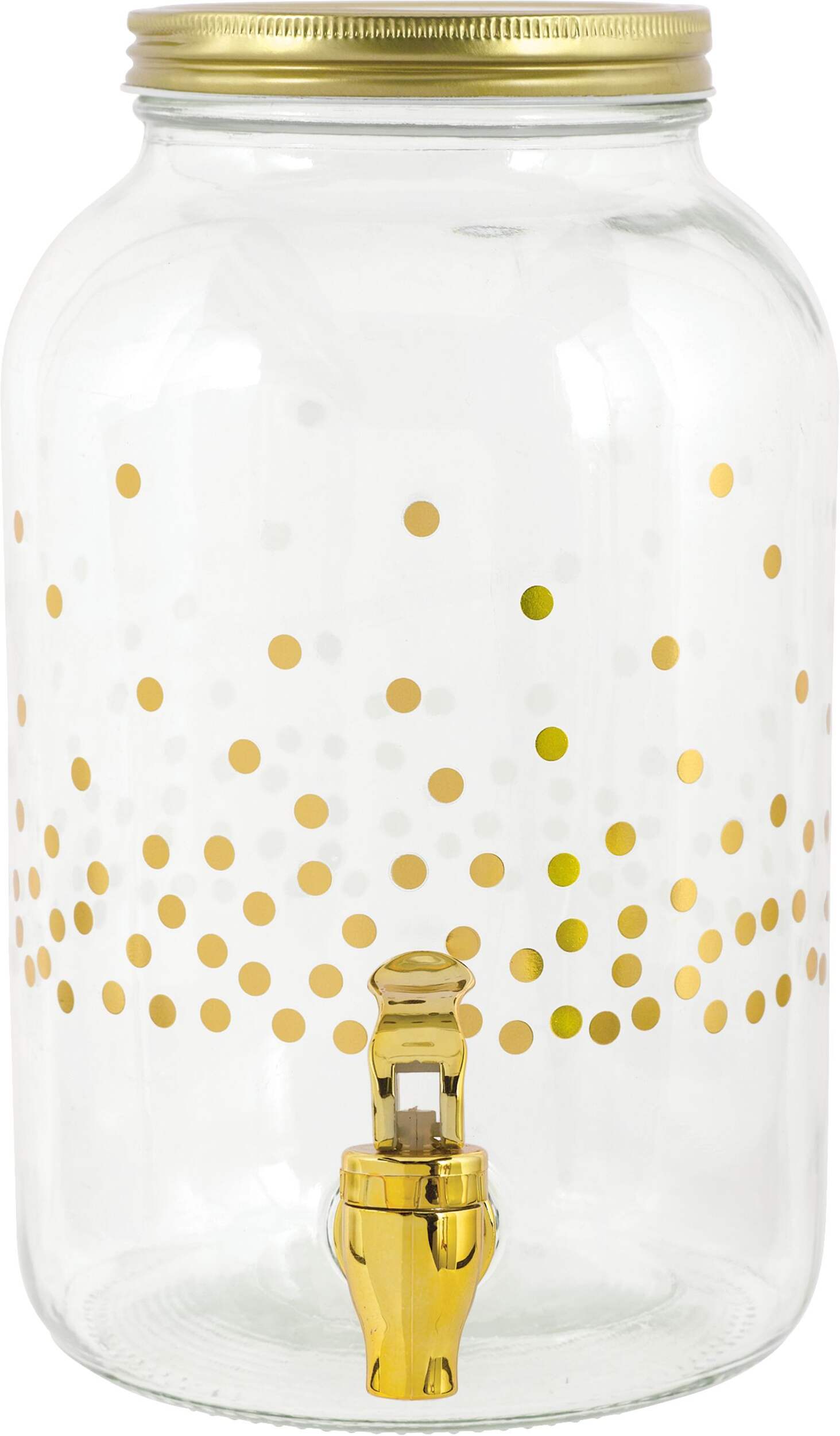 Metallic Gold Polka Dot Drink Dispenser Front_Flat