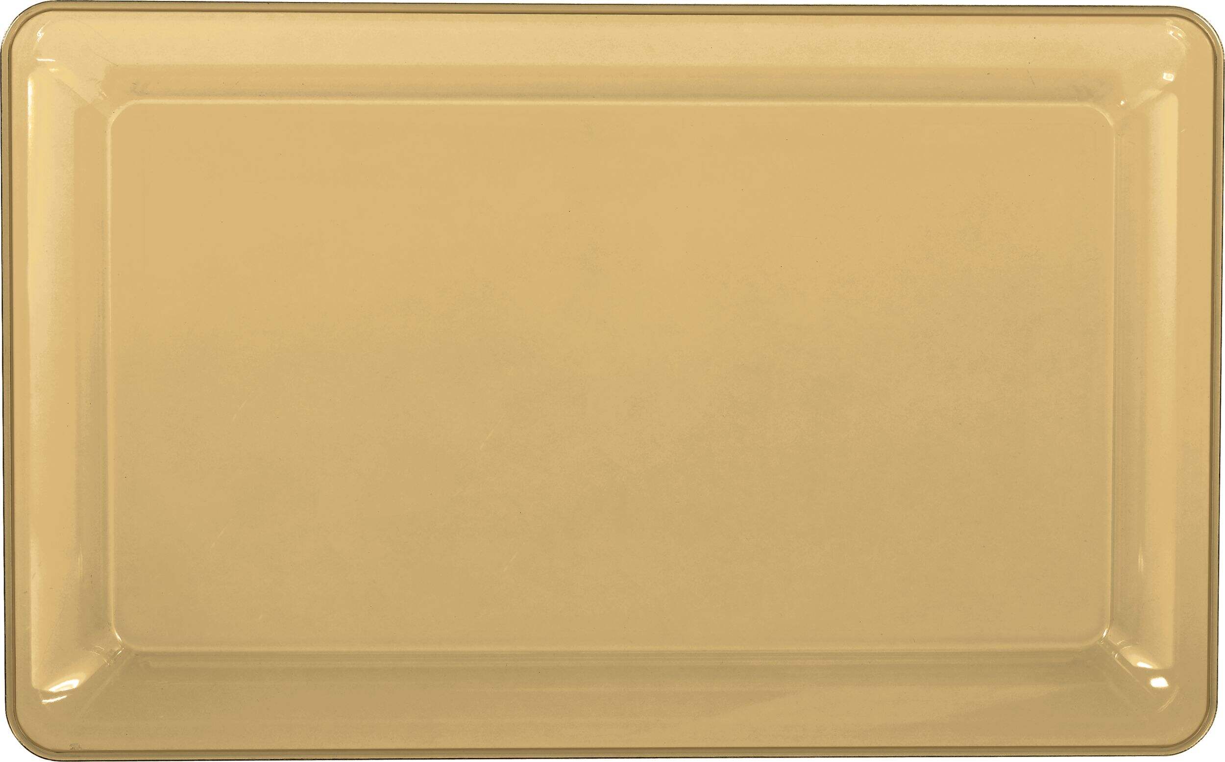 Rectangle Plastic Reusable Serving Platter, Gold, 18-in, for Christmas/Thanksgiving/New Year's Eve Overhead_Flat