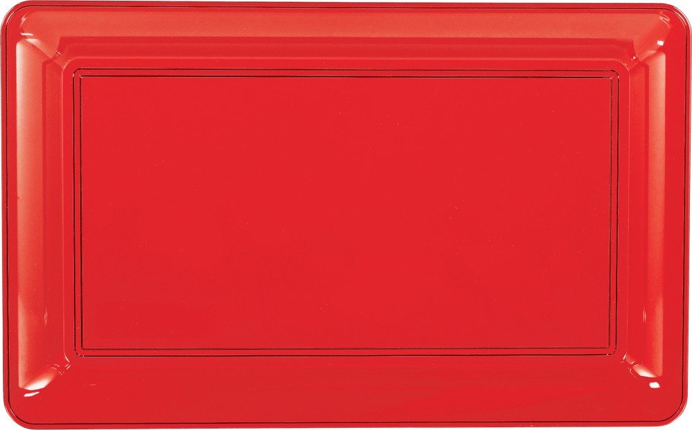 Plateau rectangulaire rouge 330x225mm PS (25 unités)