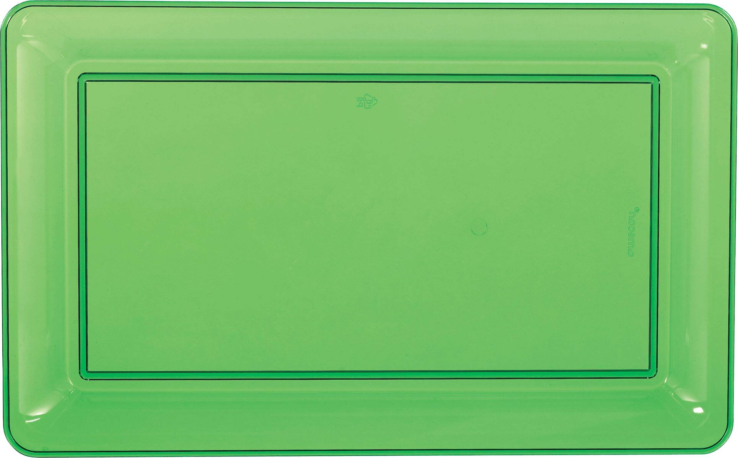 Rectangle Plastic Reusable Serving Platter, Green, 18-in, for St. Patrick's Day/Christmas Front_Flat