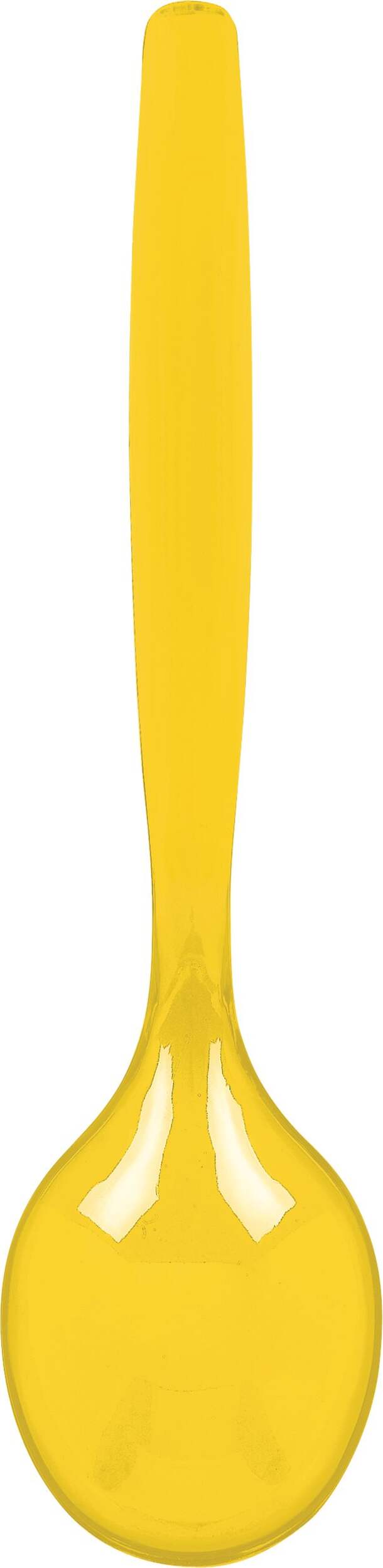 Plastic Reusable Serving Spoon, Yellow, 9-in, for Summer Party Overhead_Flat
