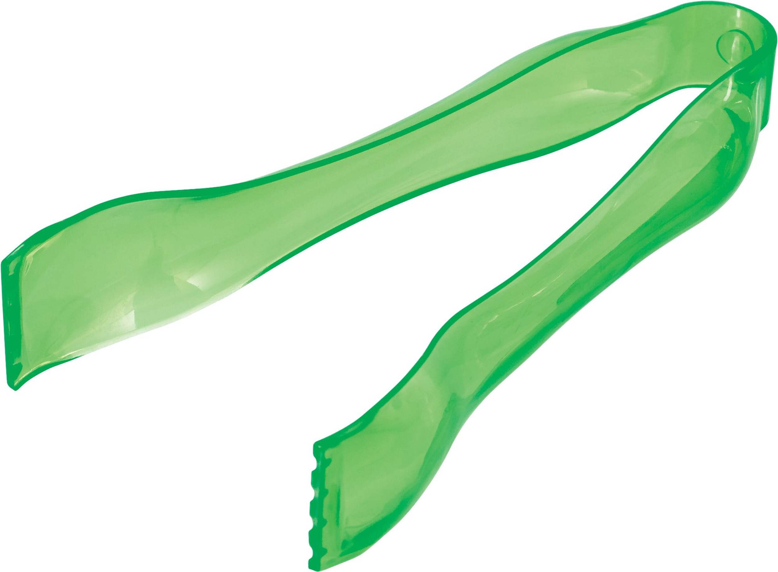 Lightweight Durable Plastic Mini Tongs, Kiwi Green Front_Three_Fourths_Angled_Left