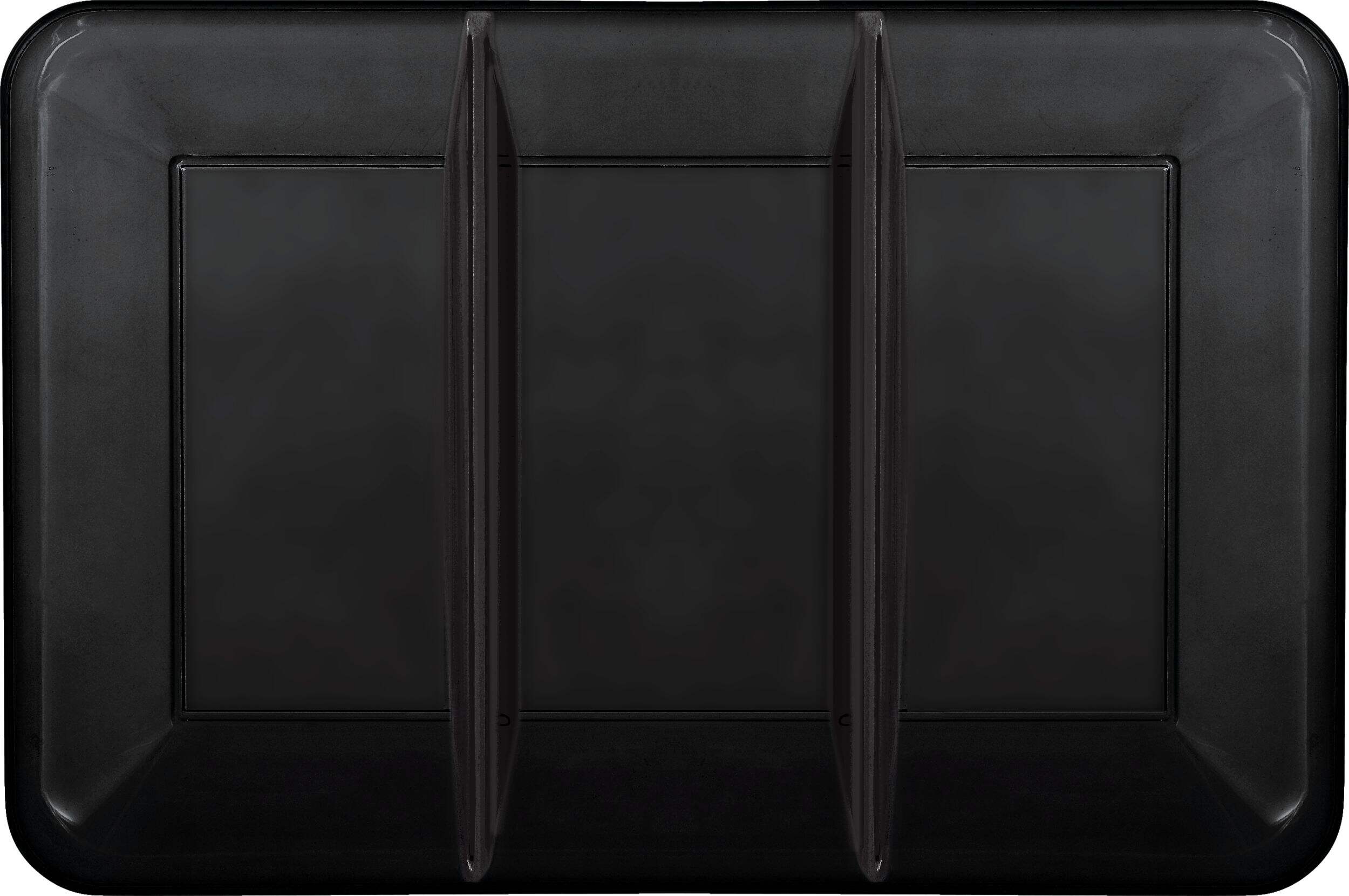 Rectangle Plastic Reusable Sectional Serving Platter, Black, 14-in, for Christmas/Thanksgiving/New Year's Eve Overhead_Flat