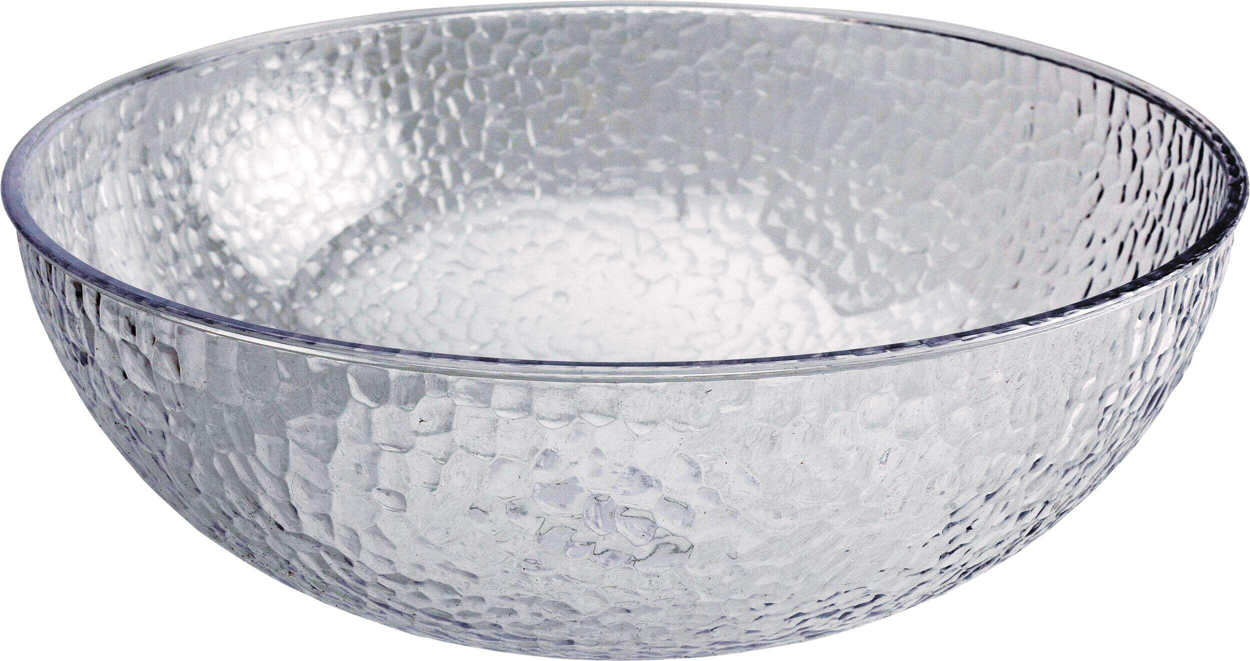 Round Hammered Plastic Reusable Serving Bowl, Clear, 12-in, for Christmas/Thanksgiving/New Year's Eve/Easter/Birthday Party Front_Elevated