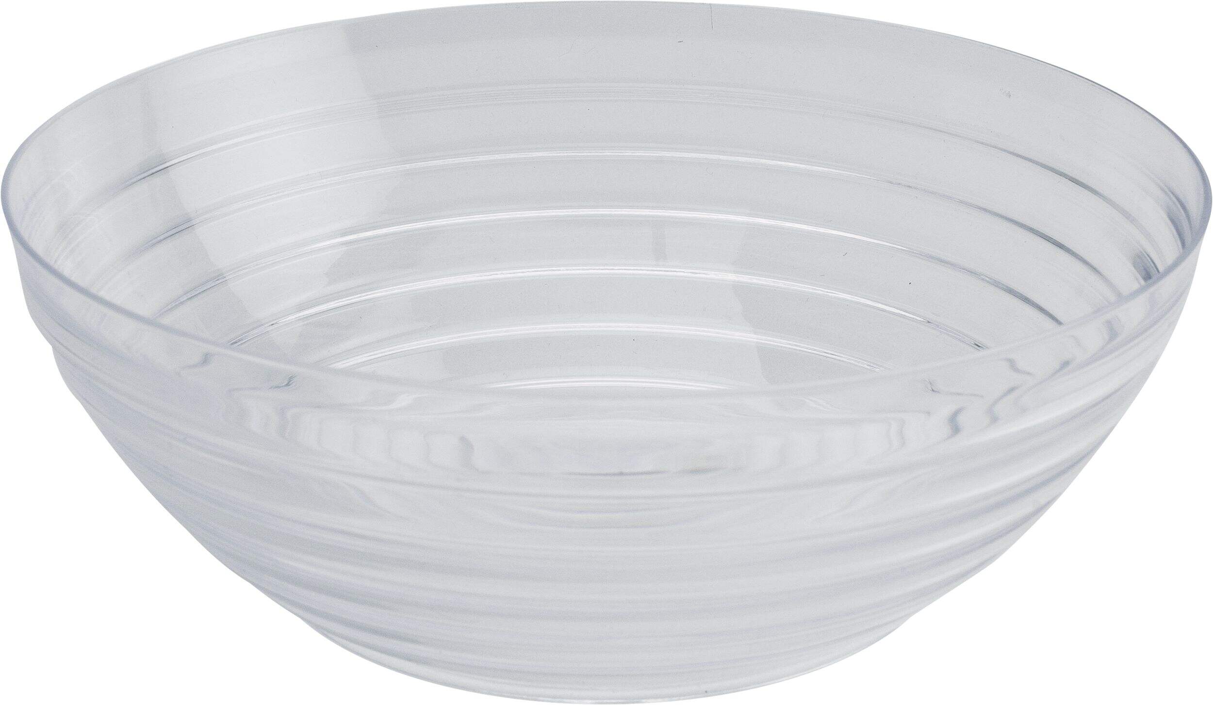 Round Ringed Plastic Reusable Serving Bowl, Clear, 9.4-in, for Christmas/Thanksgiving/New Year's Eve/Easter/Birthday Party Front_Elevated