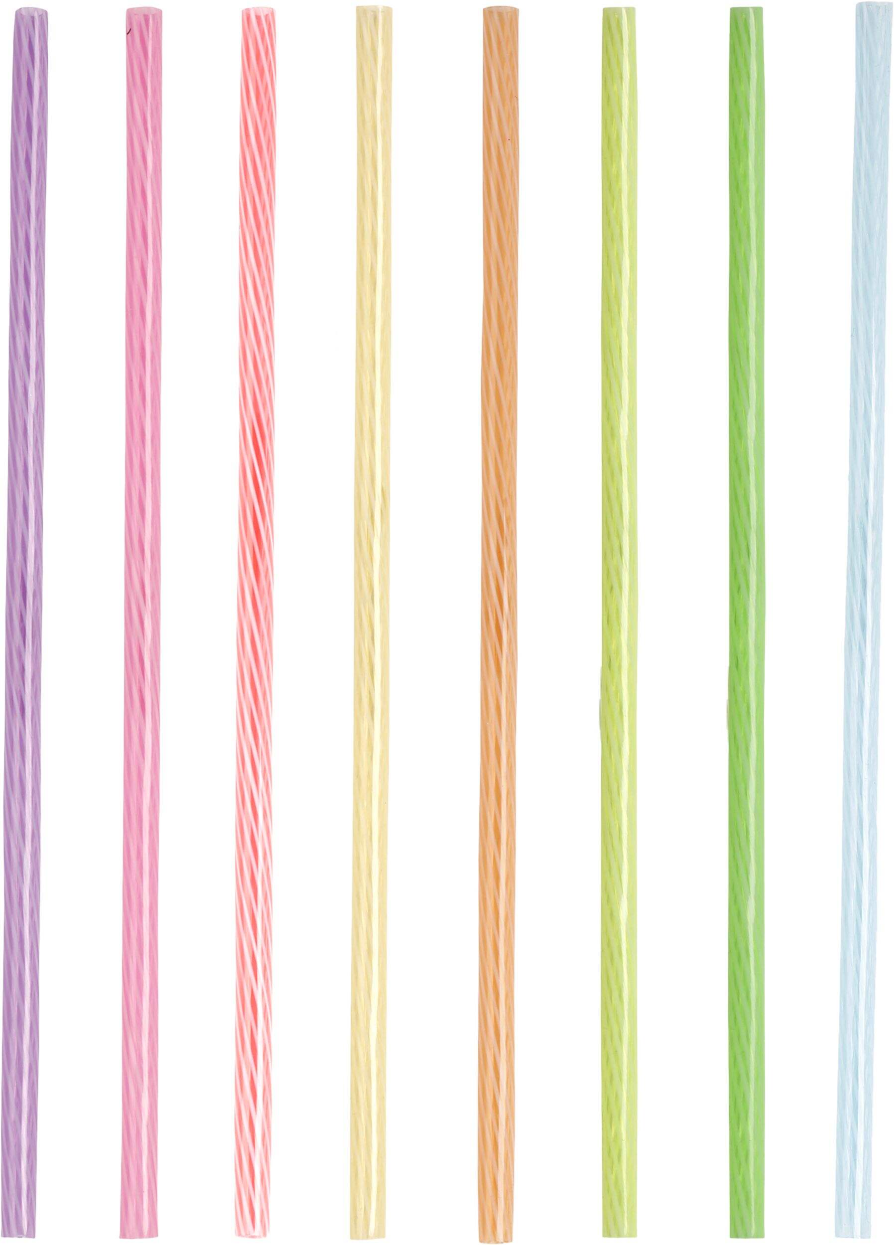 Pailles réutilisables arc-en-ciel, 8 po, paq. 24 Overhead_Flat