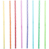 Plastic Reusable Straws, Multi-Coloured, Striped, 11-in, 24-pk, for Birthday Party Overhead_Flat