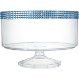 Trifle Plastic Reusable Rhinestone Container, Clear/Blue, 80-oz, for Birthday/Baby Shower/Wedding Front_Flat