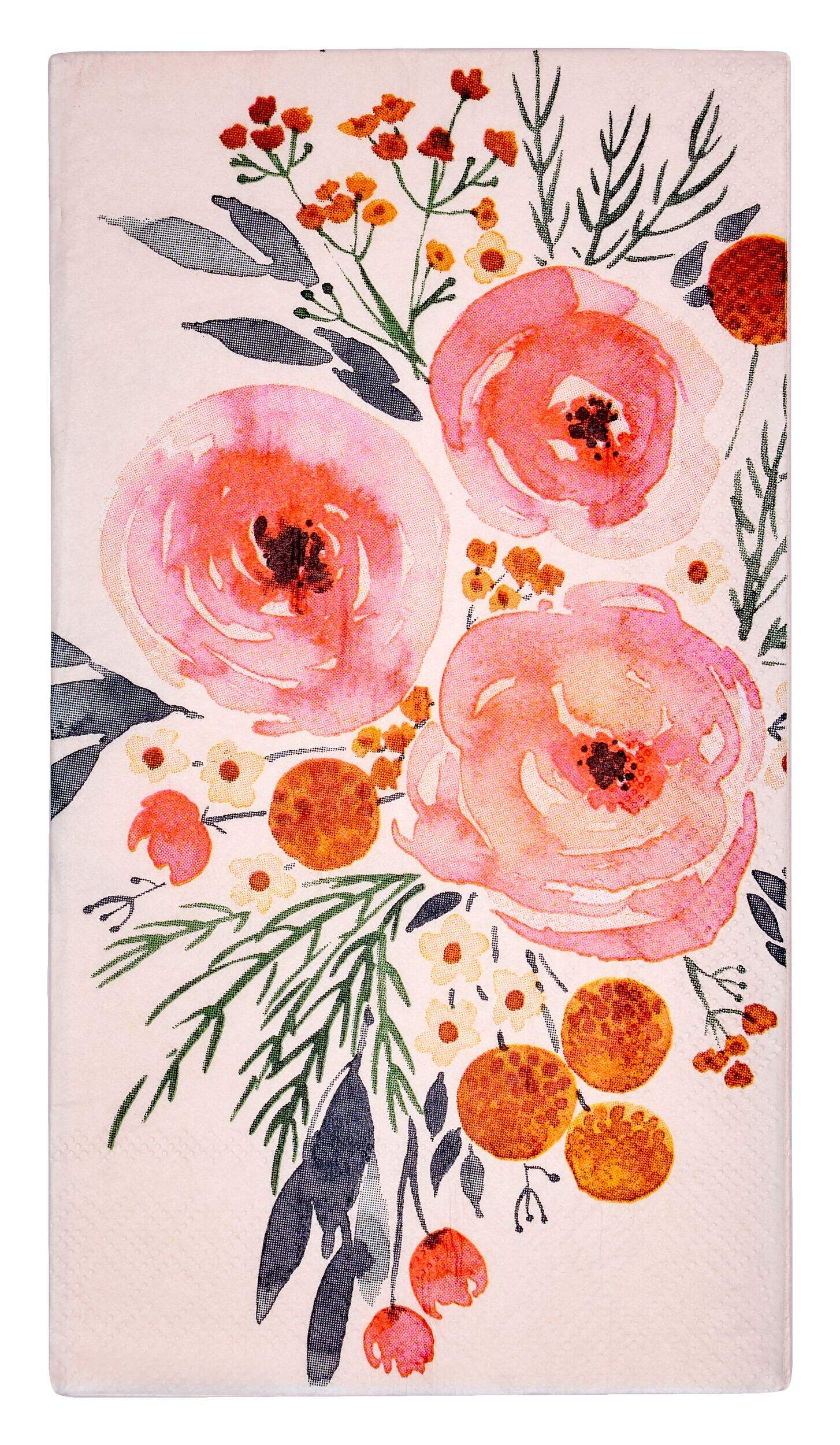 Serviettes d’invités 3 épaisseurs Sophistiplate Blush Bouquet, paq. 20 Overhead_Flat