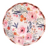 Sophistiplate Blush Bouquet Round Bordered Trimmed Paper Disposable Lunch Plates, Pink, 8-in, 8-pk, for Bridal Shower/Brunch/Mother's Day/Easter Overhead_Flat