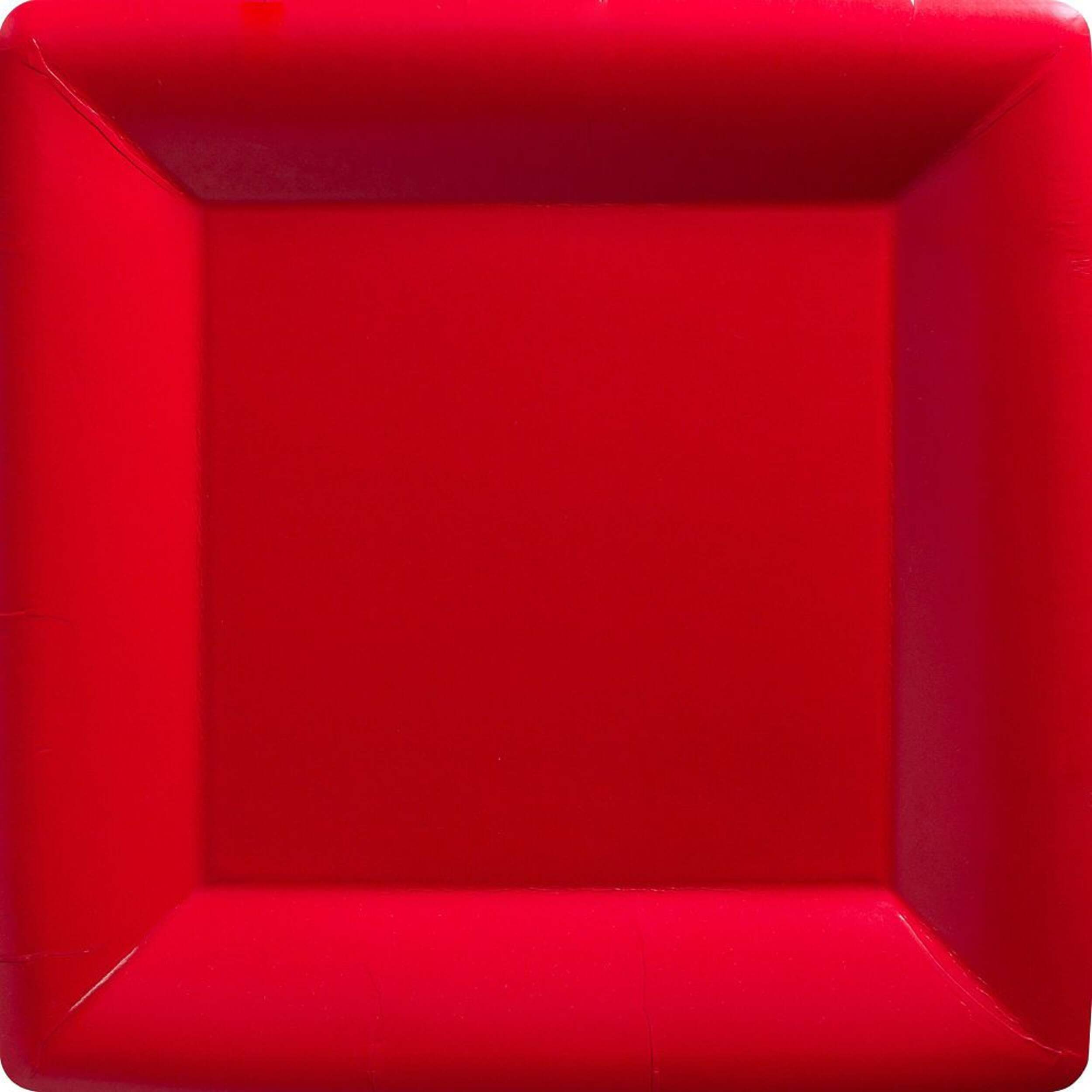 Big Party Pack Paper Square Dinner Plates, Red, 10-in, 50-pk Overhead_Flat