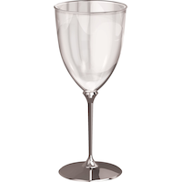 Plastic Reusable Wine Glasses, Clear/Silver, 7-oz, 8-pk, for New Year's Eve/Engagement/Graduation Front_Elevated