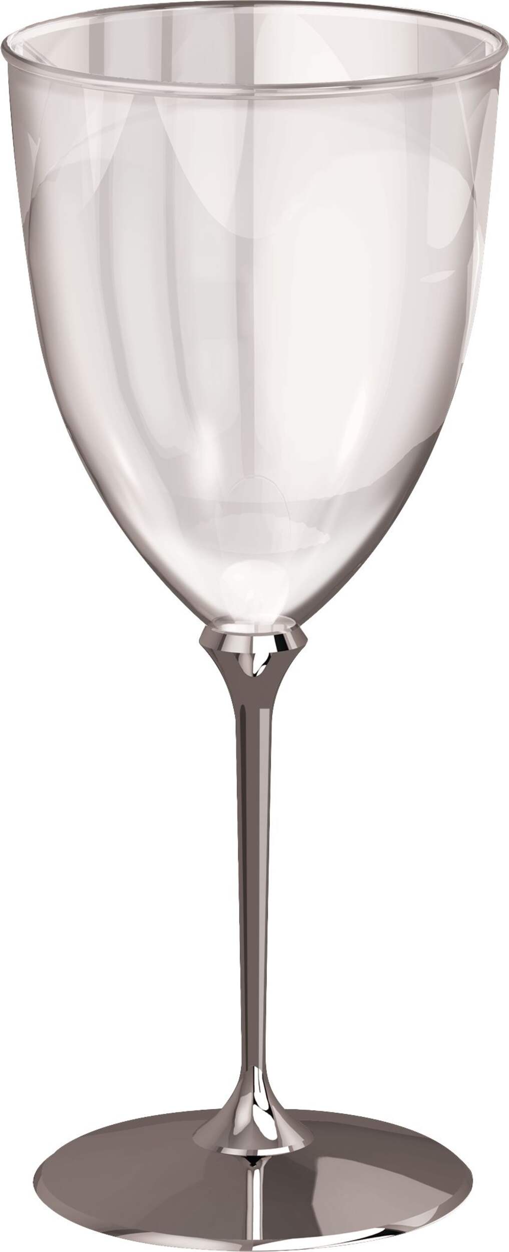 Plastic Reusable Wine Glasses, Clear/Silver, 7-oz, 8-pk, for New Year's Eve/Engagement/Graduation Front_Elevated