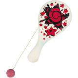 Paddle Ball Toys, White/Red, 8-pk, for Birthday/Party Favour Overhead_Flat