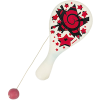 Paddle Ball Toys, White/Red, 8-pk, for Birthday/Party Favour Overhead_Flat