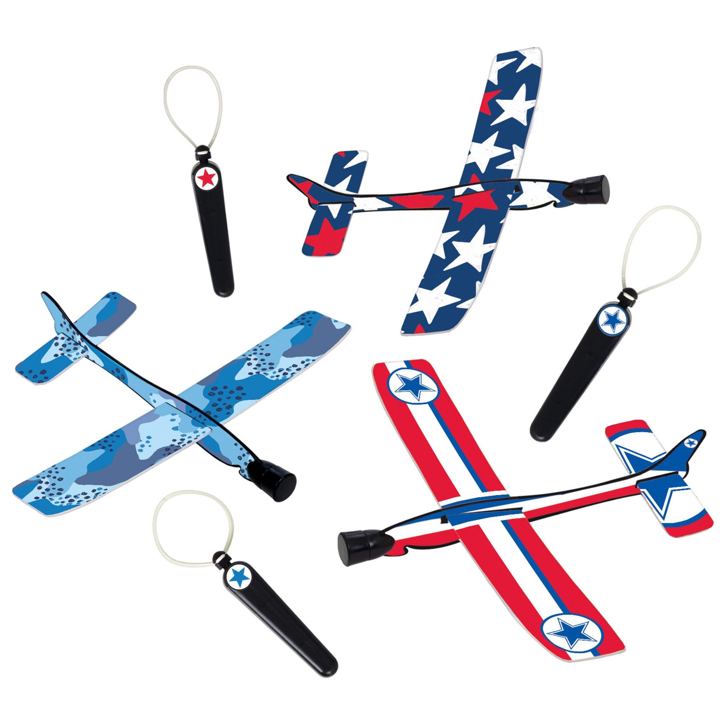 Airplane Glider Toys, Red/White/Blue, 12-pk, for Birthday/Party Favour Composite_or_Mixed