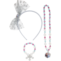 Disney Frozen Elsa & Anna Headband, Necklace, & Bracelet Accessory Set, White/Blue/Purple, One Size, 3-pk, Wearable Accessories for Birthdays Front_Flat