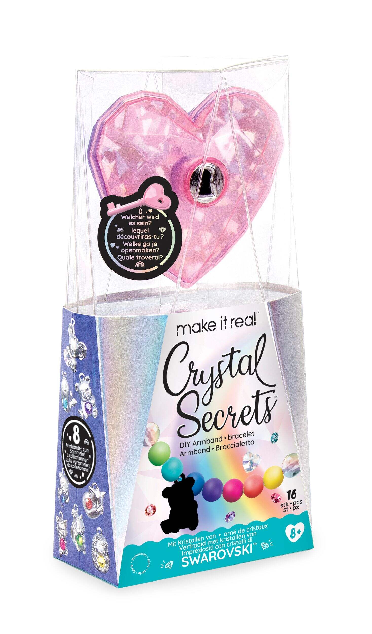 DIY Customizable Crystal Secrets Bracelet, Multi-Coloured, 17-pk, for Arts & Crafts/Birthday Favour Front_Three_Fourths_Angled_Right
