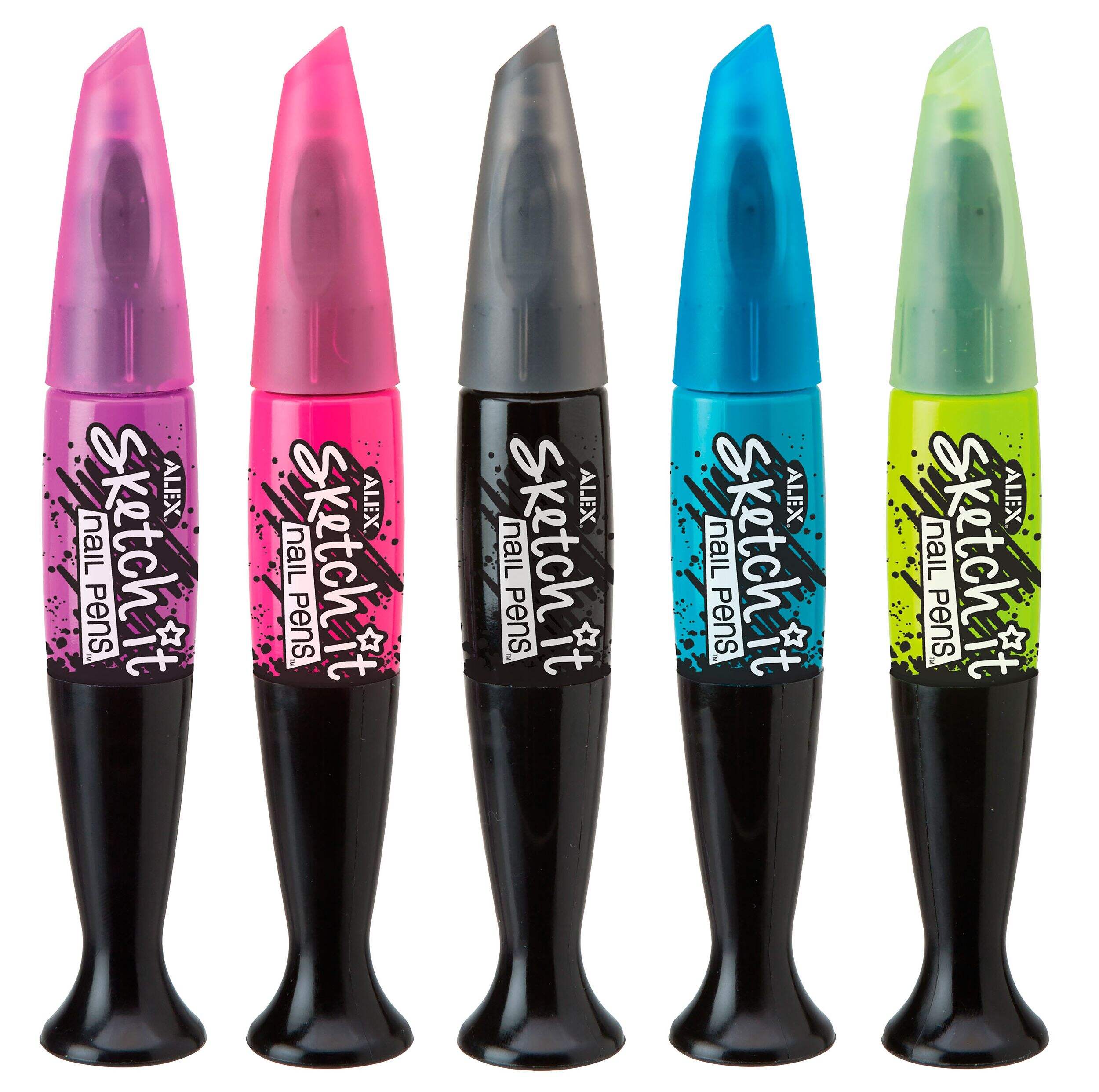 Sketch It Nail Pens, Multi-Coloured, 5-pk, for Arts & Crafts/Birthday Favour Front_Flat