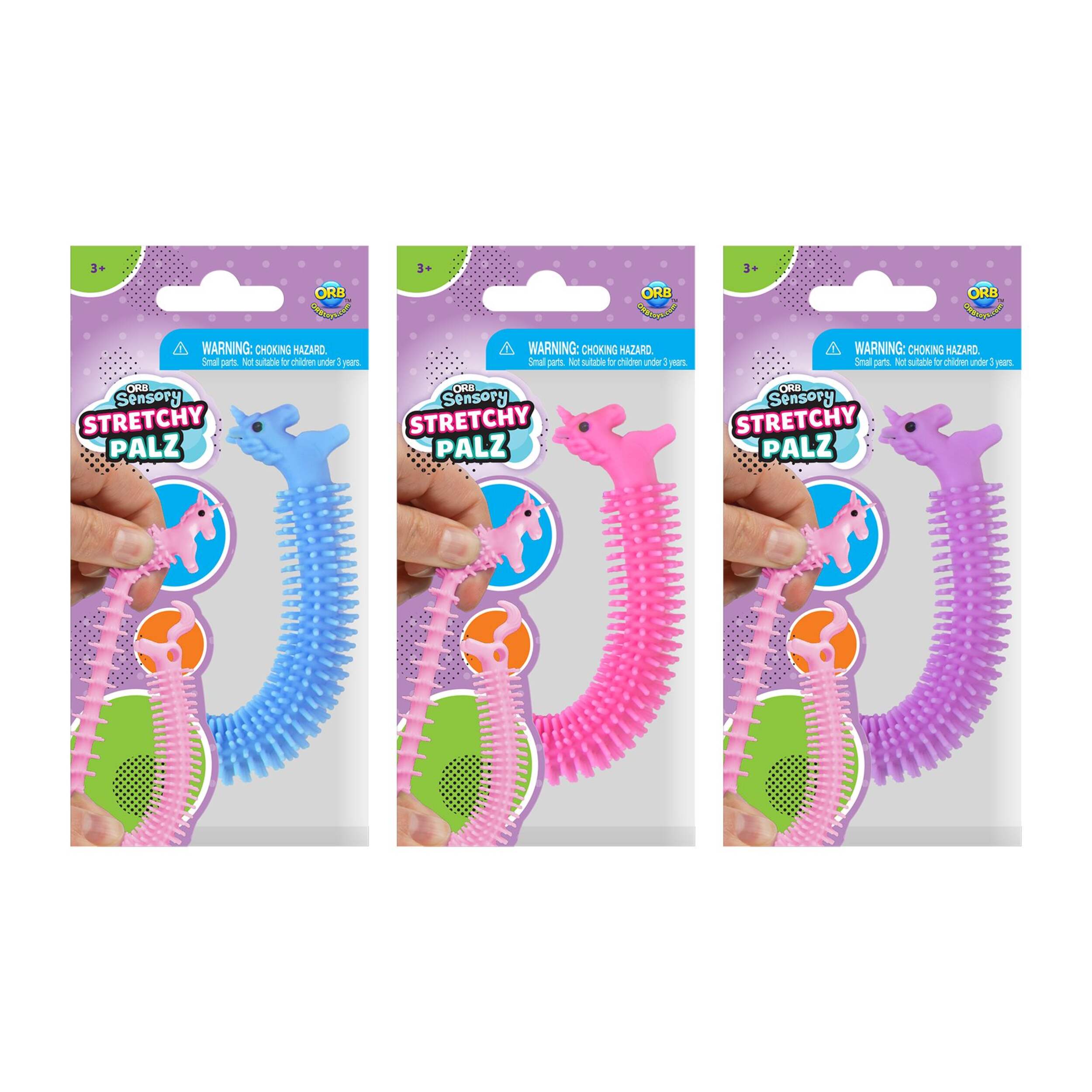 Unicorn Sensory Stretchi Palz, Blue/Pink/Purple, Ages 3+, for Birthday/Party Favour Front_Flat