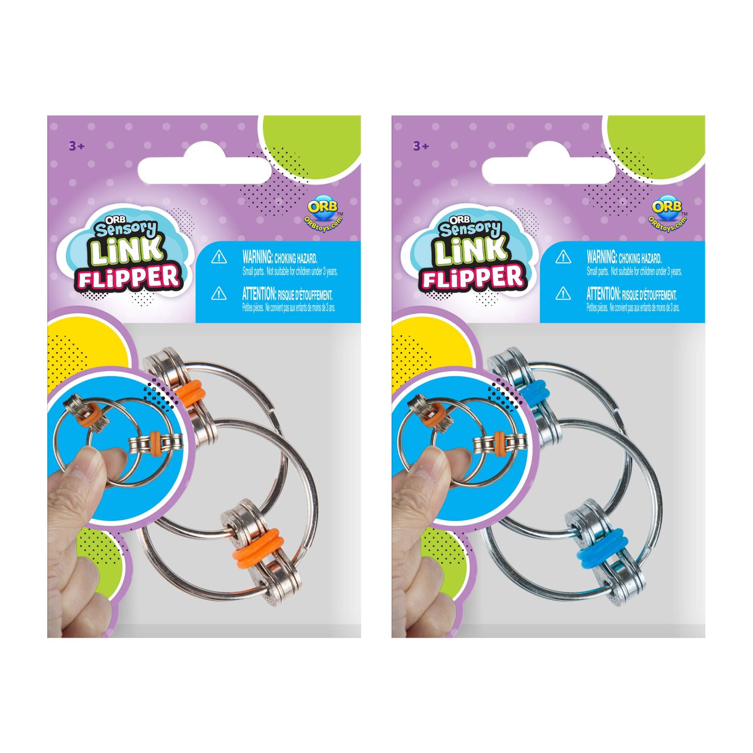 Sensory Link Flipper, Silver, Ages 3+, for Birthday/Party Favour Front_Flat