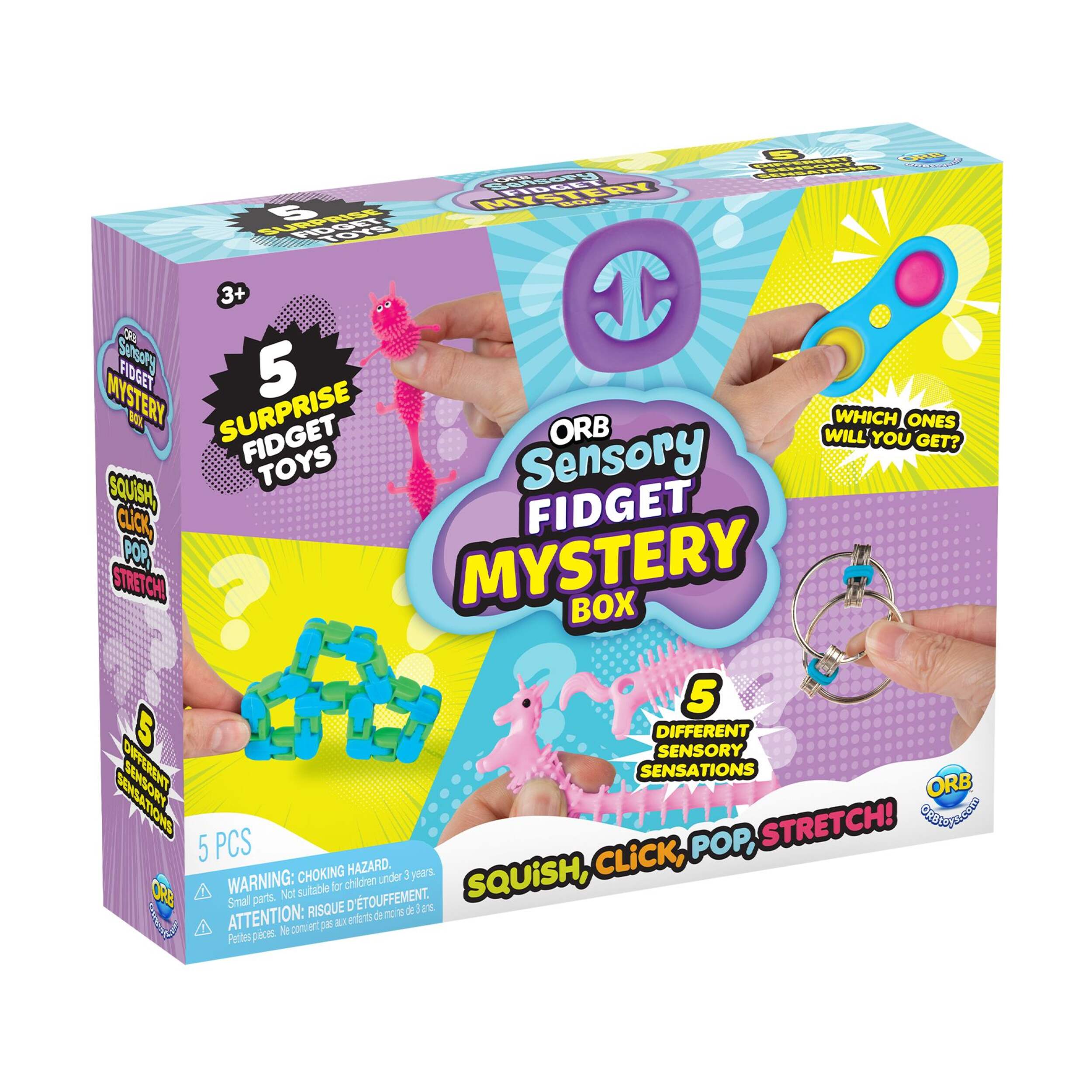 Sensory Fidget Mystery Box, Multi-Coloured, 5-pk, Ages 3+, for Birthday/Party Favour Front_Angled_Right