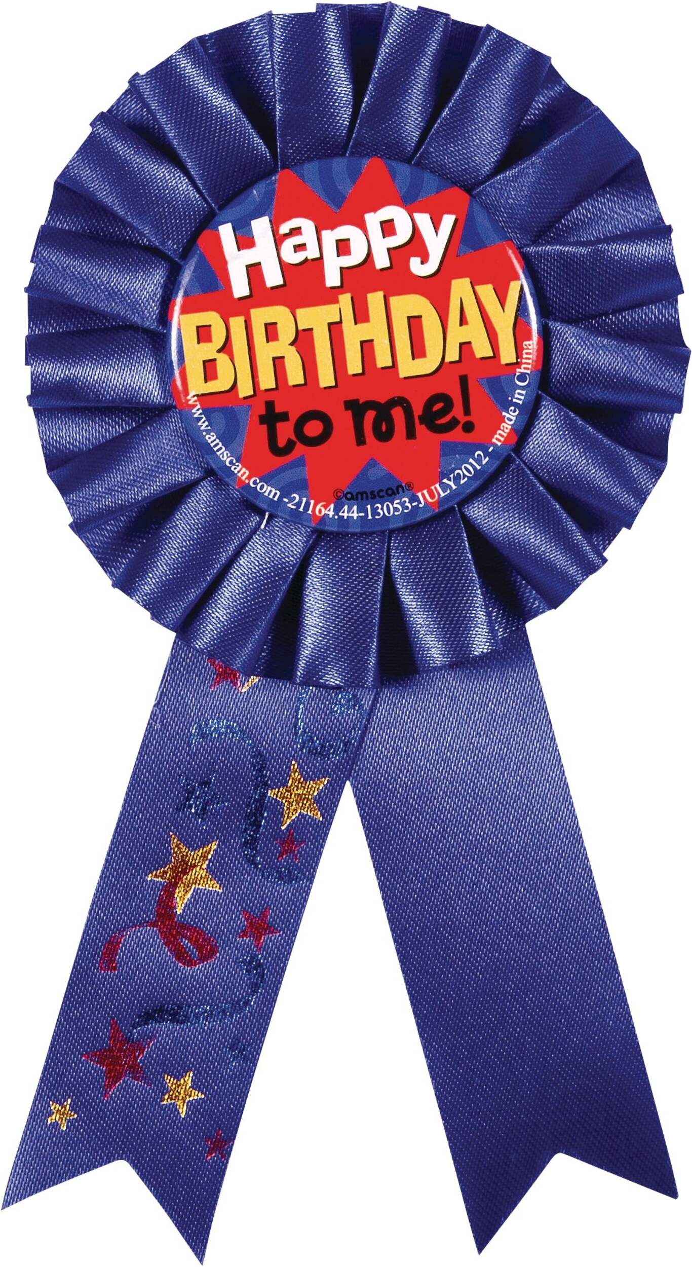 "Happy Birthday to Me!" Award Ribbon, Blue/Red, One Size, Wearable Accessory for Birthdays Front_Flat
