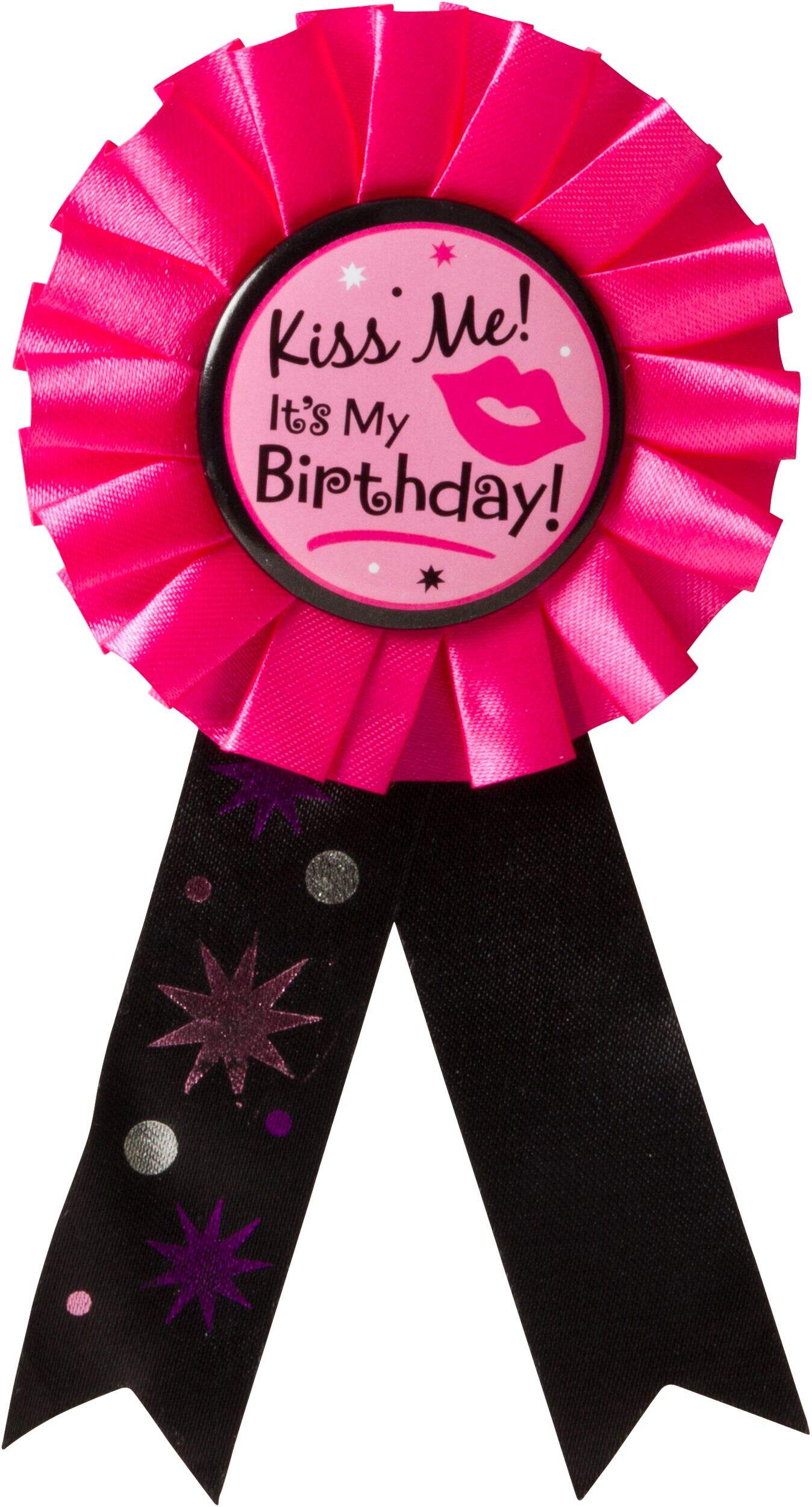 Ruban de mérite Kiss Me It's My Birthday, rose/noir, taille unique, accessoire portable pour les sports Front_Flat