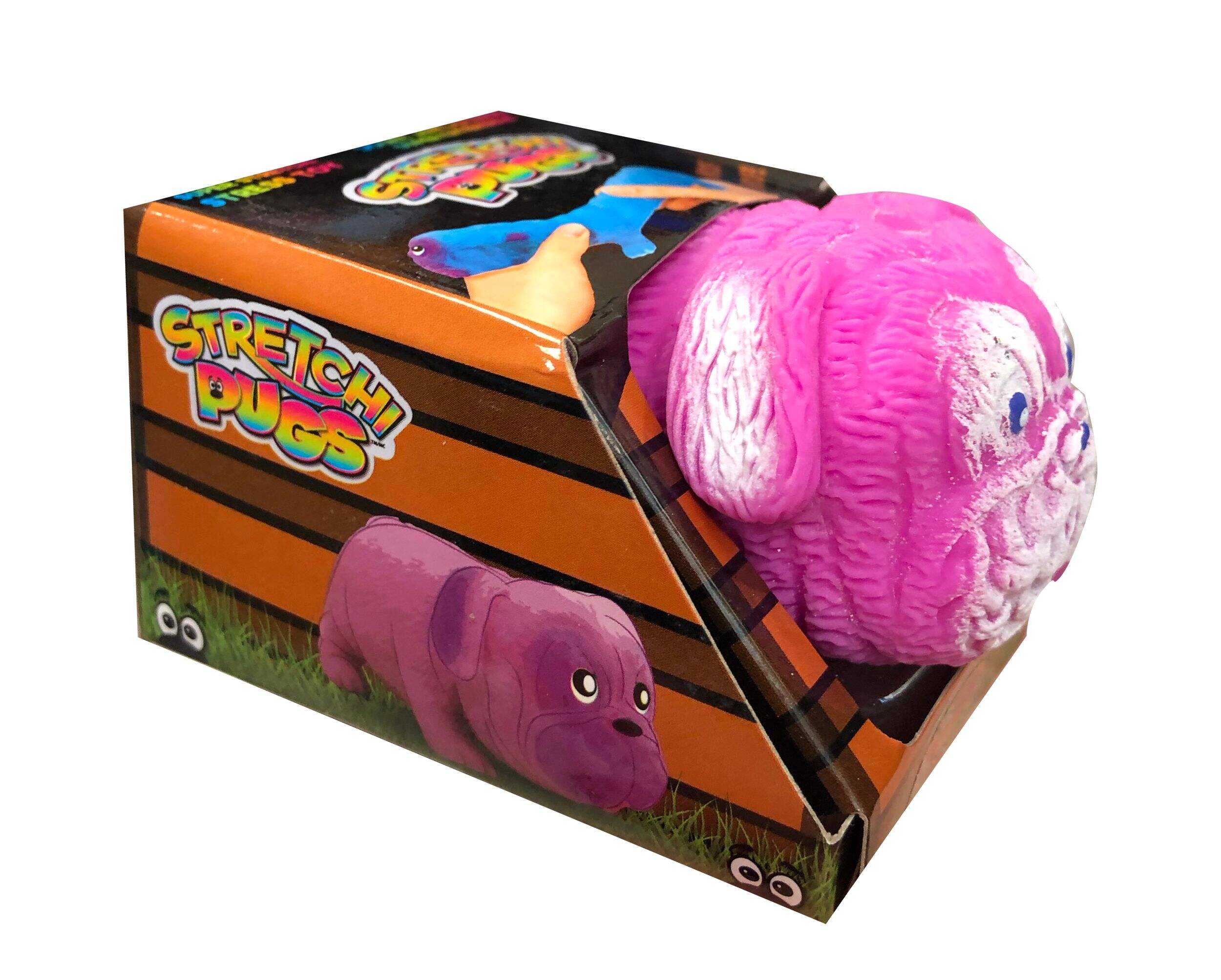 Squishi Neon Stress Pug Dog, Pink, Ages 6+, for Birthday/Party Favour Front_Angled_Right