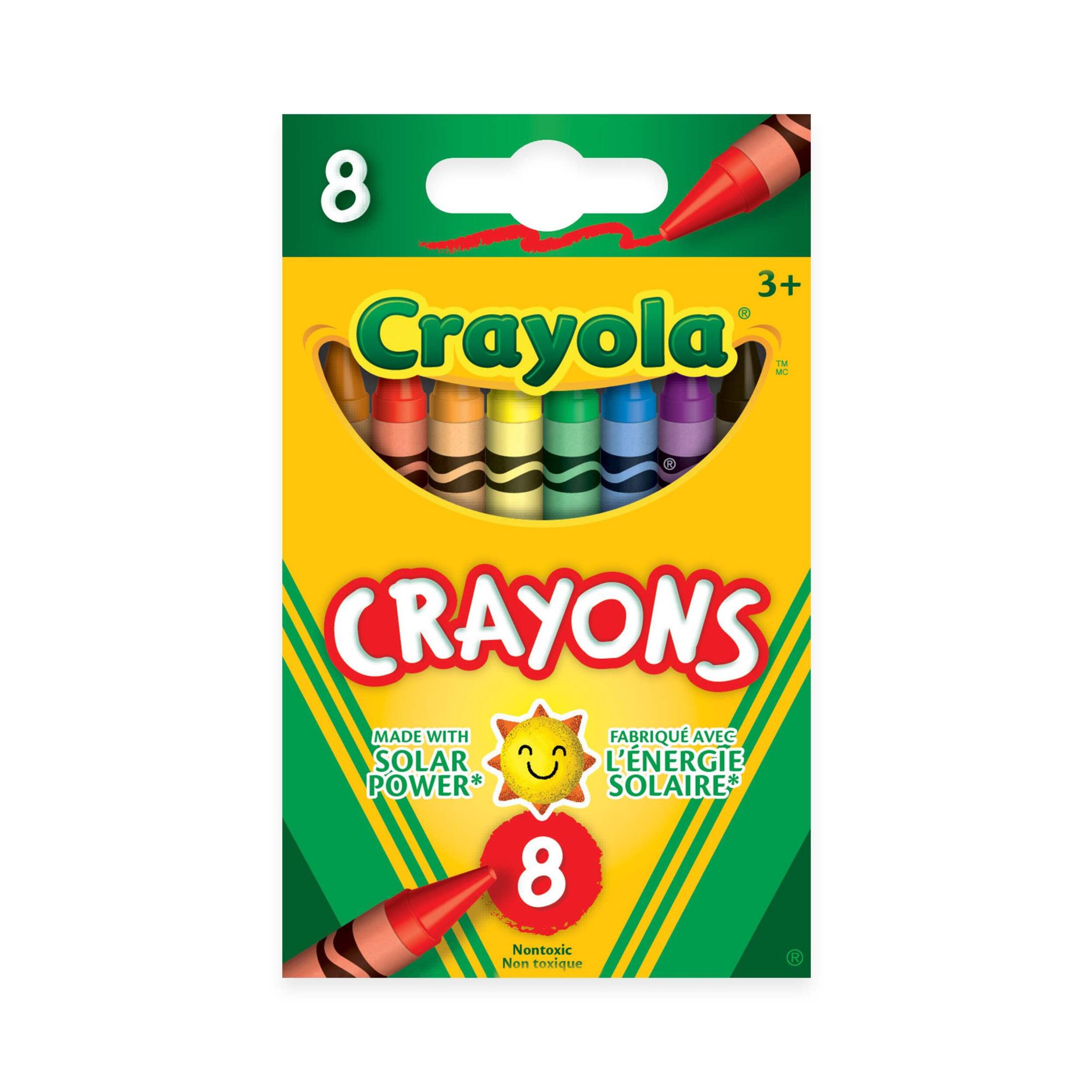Crayola Coloured Drawing Crayons, Multi-Coloured, 8-pk, for Arts & Crafts/Birthday Favour Front_Flat