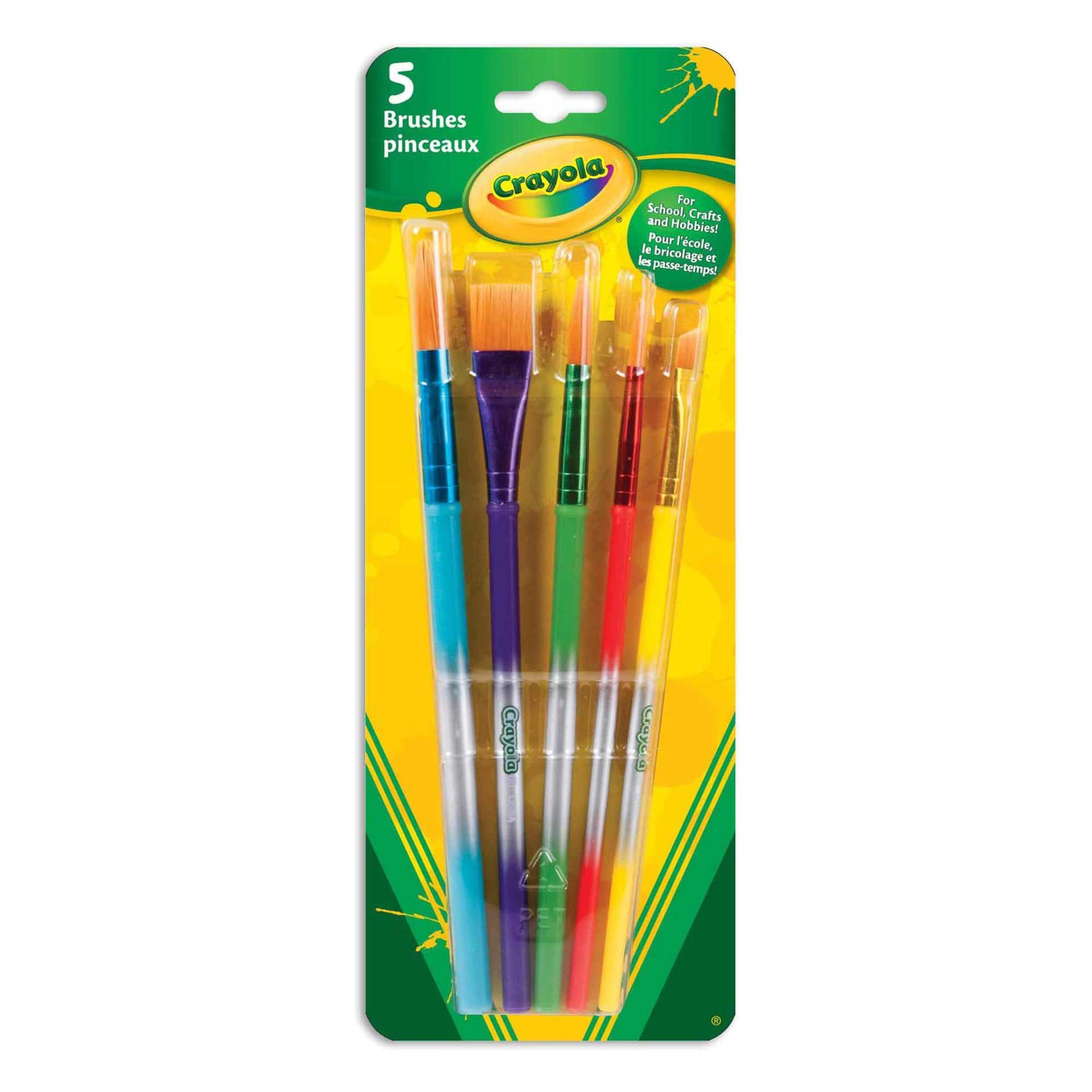 Crayola Premium Paint Brushes, Multi-Coloured, 5-pk, for Arts & Crafts Front_Flat