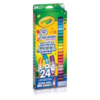 Crayola Pip Squeaks Fine Line Washable Coloured Drawing Markers, Multi-Coloured, 24-pk, for Arts & Crafts Front_Angled_Right