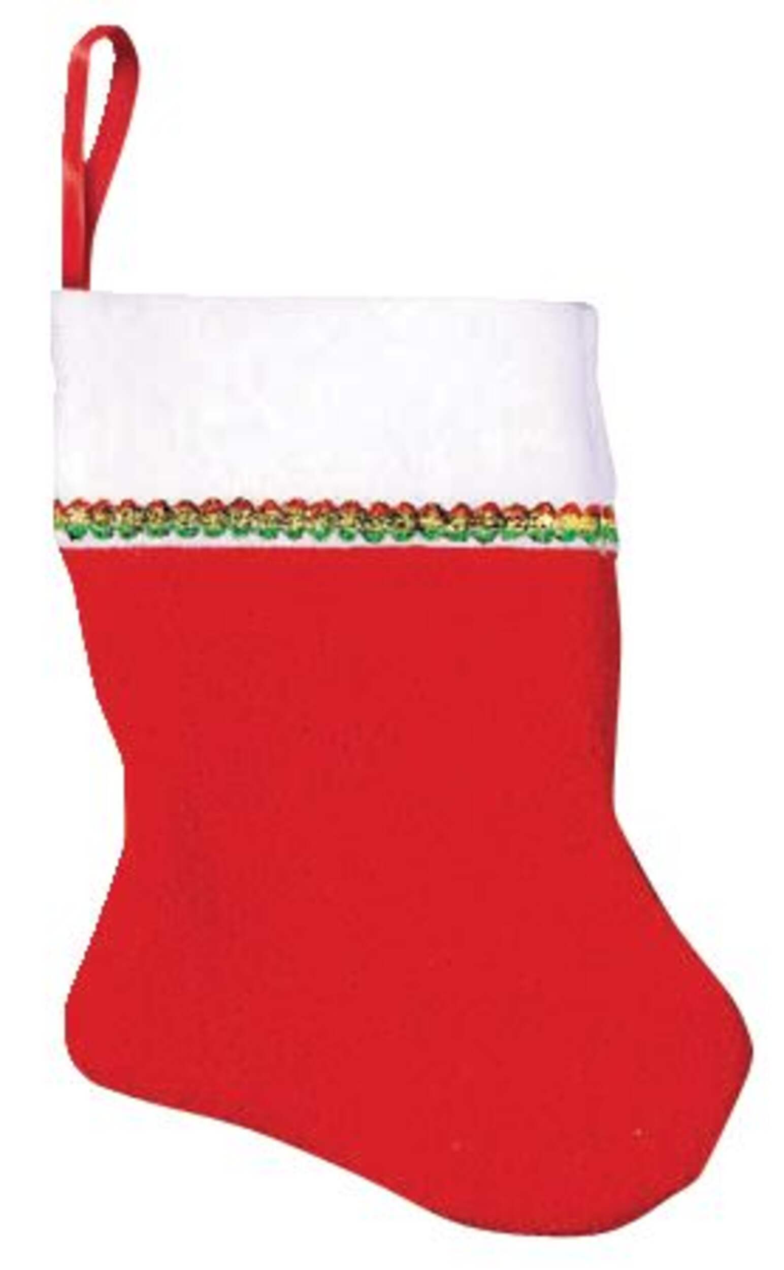 Mini Stockings with Glitter Trim Decorations, Red, 4-in, 6-pk, for Christmas Front_Flat