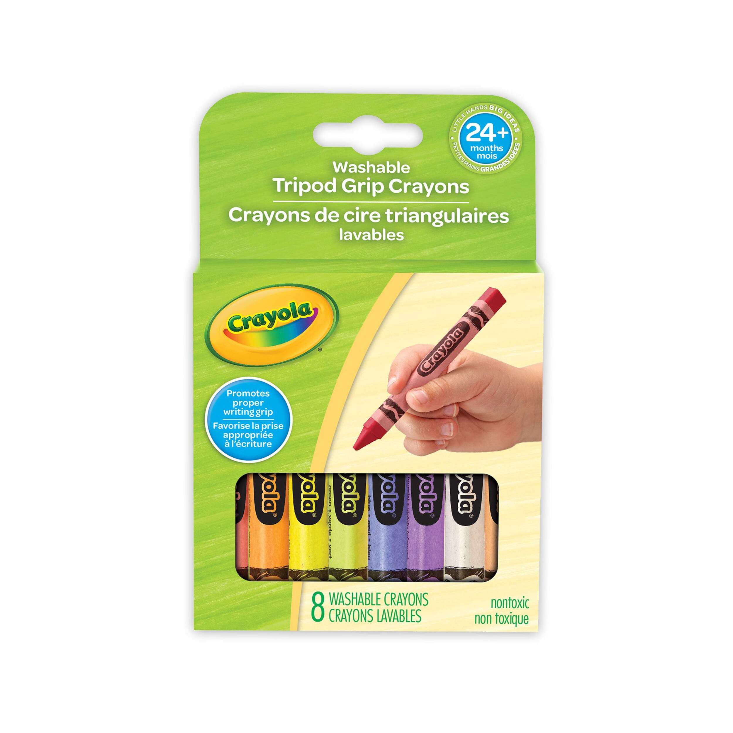 Crayola Triangular Coloured Drawing Crayons, Multi-Coloured, 8-pk, for Arts & Crafts/Birthday Favour Front_Flat