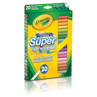 Crayola Super Tips Washable Coloured Drawing Markers, Multi-Coloured, 20-pk, for Arts & Crafts Front_Angled_Right
