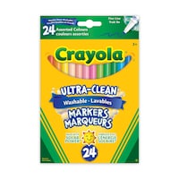Crayola Washable Fine Line Coloured Drawing Markers, Multi-Coloured, 24-pk, for Arts & Crafts Front_Flat