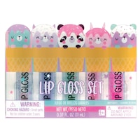 Sweet Animal Glitter Lip Gloss Set, Clear, 5-pk, for Birthday Party Front_Flat