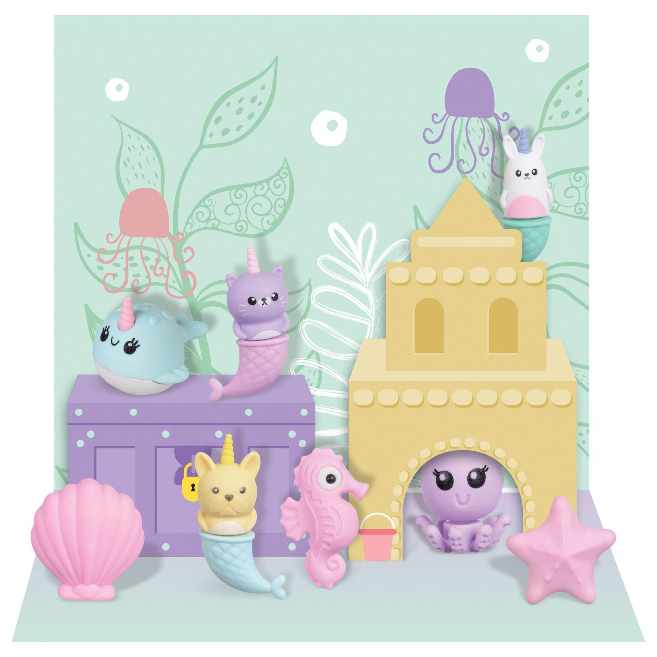 Under the Sea 3D Eraser Playset, 8-pk Front_Flat