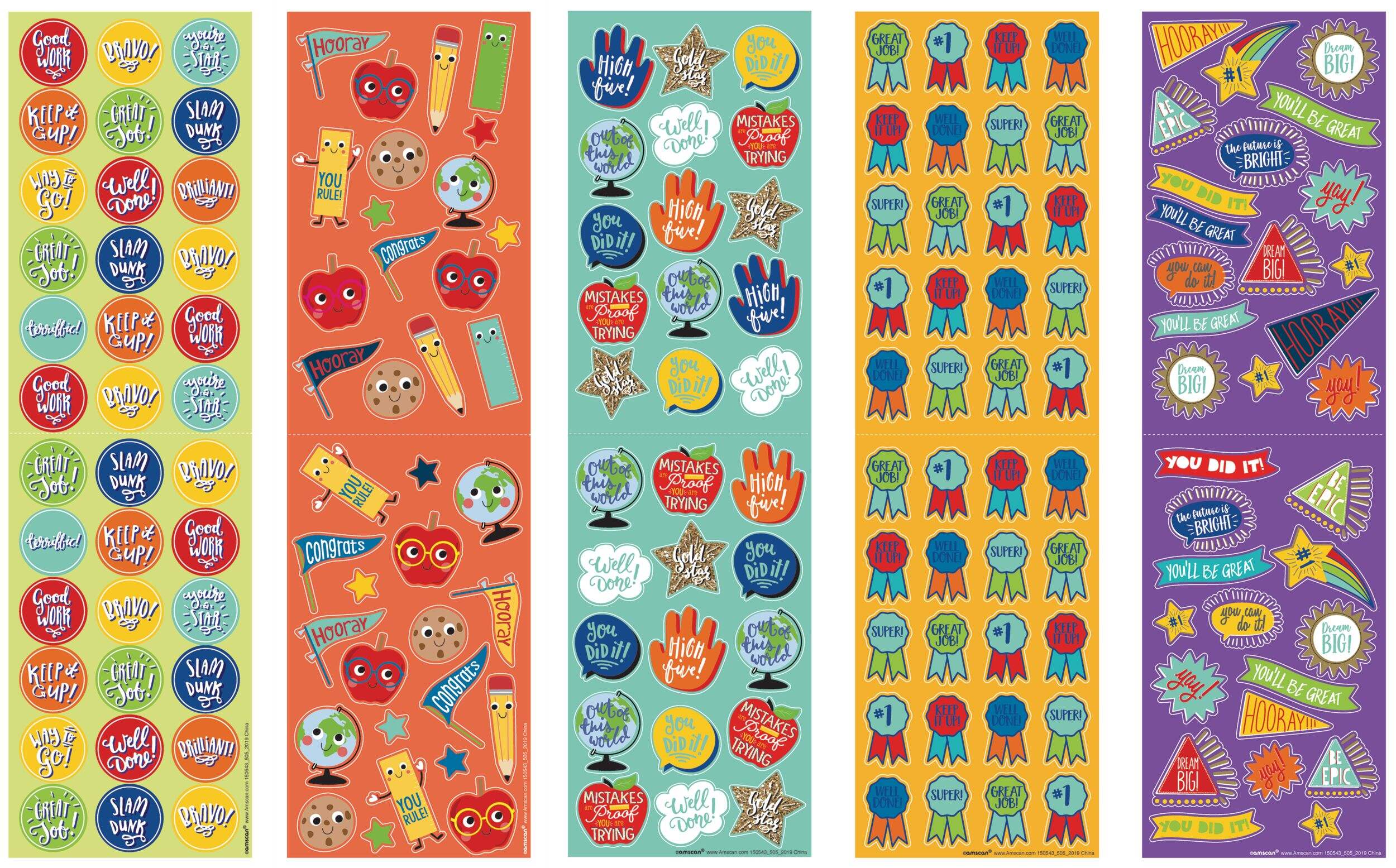 Autocollants de félicitations pour élèves, paquet de 10 Front_Flat