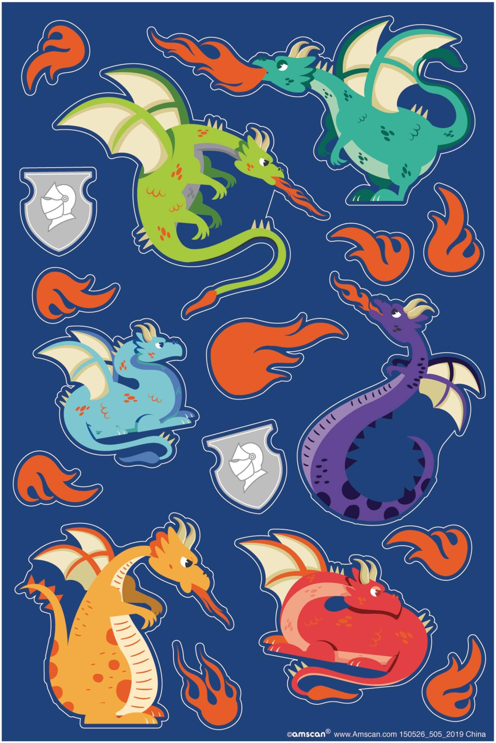 Autocollants de dragon médiéval, paq. 3 Front_Flat