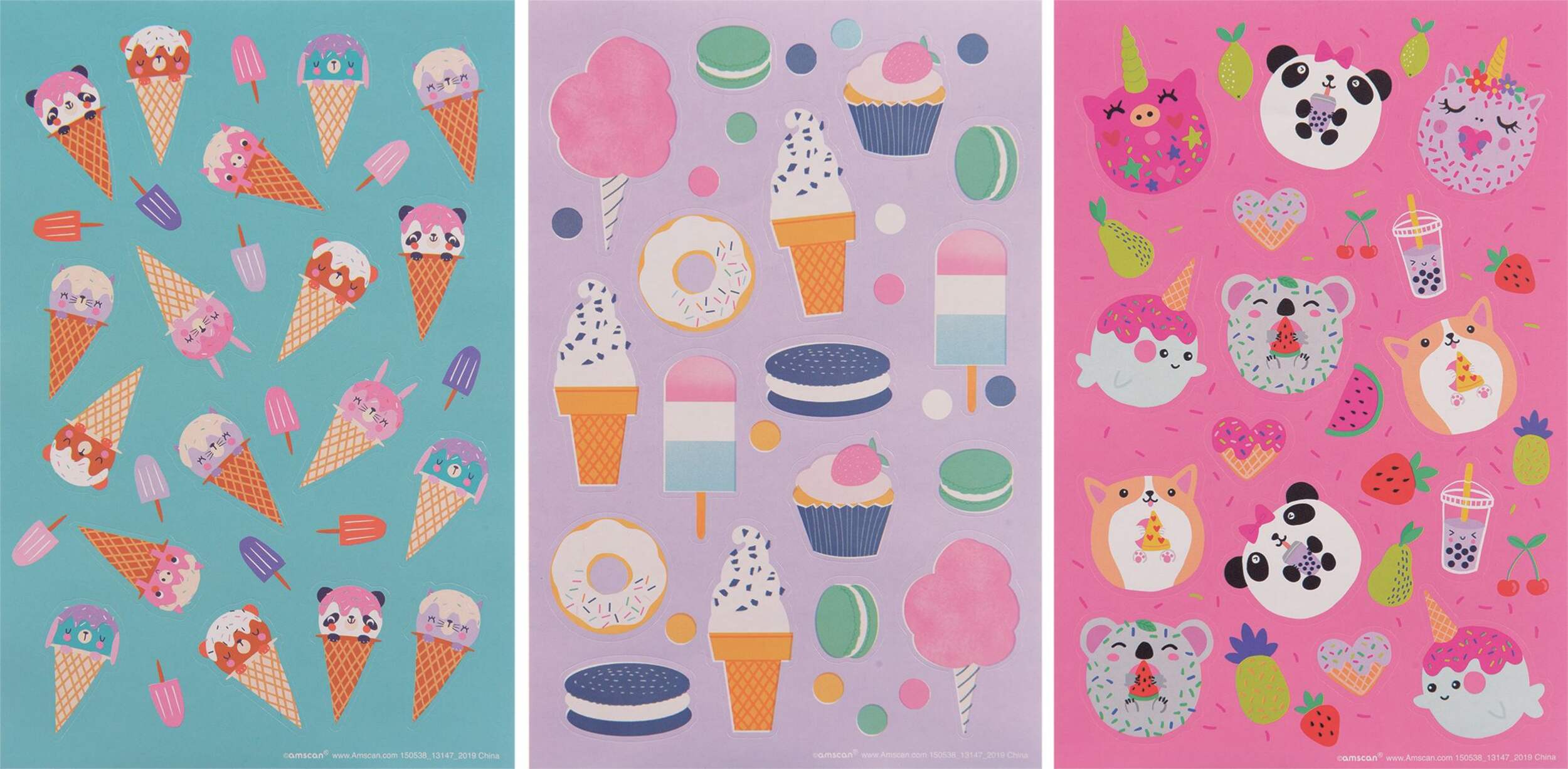 Cuddly Animal Ice Cream Stickers, 12-pk Front_Flat