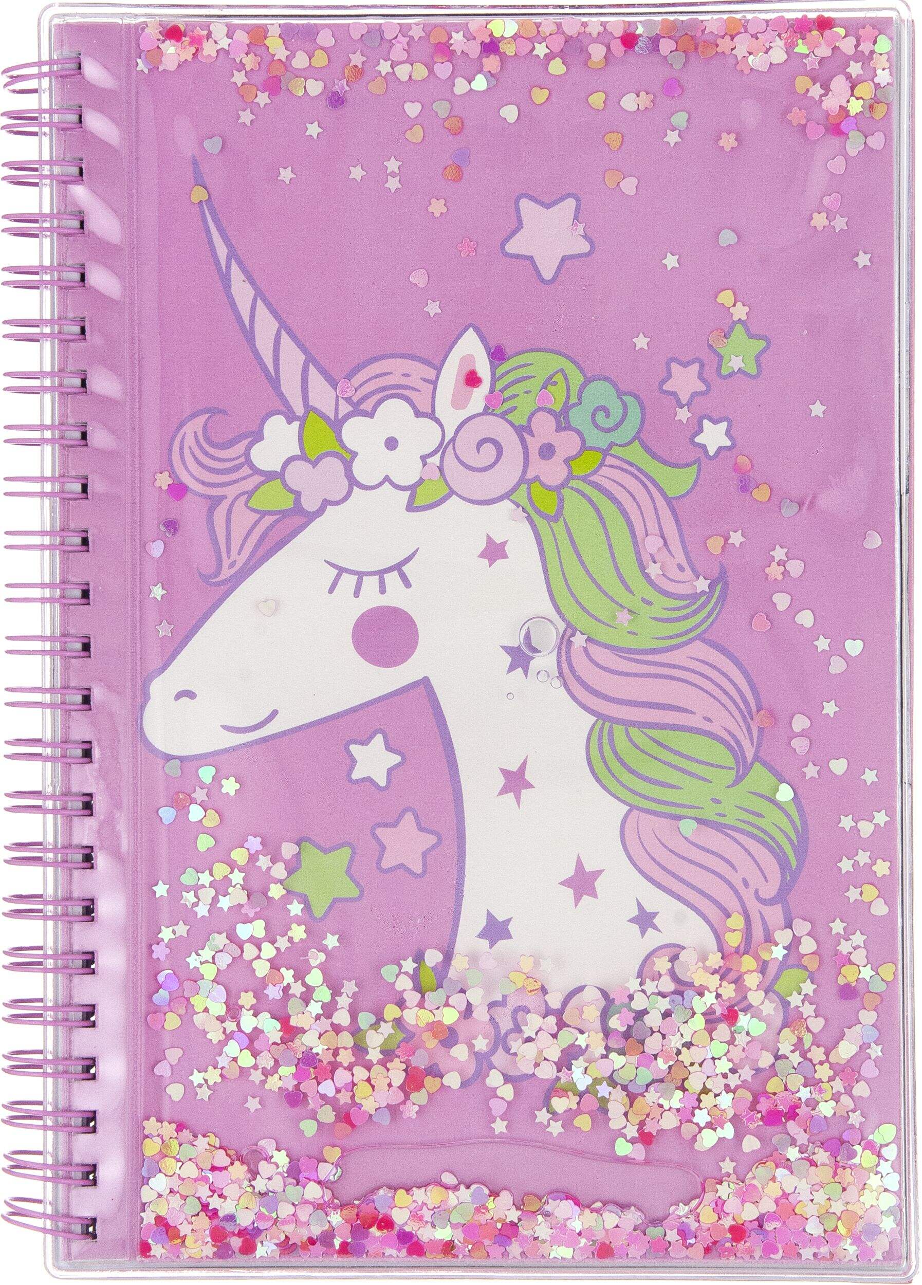 Confetti Unicorn Notebook Assorted Styles, Blue/Purple, One Size, Accessory Favour for Birthdays Front_Flat