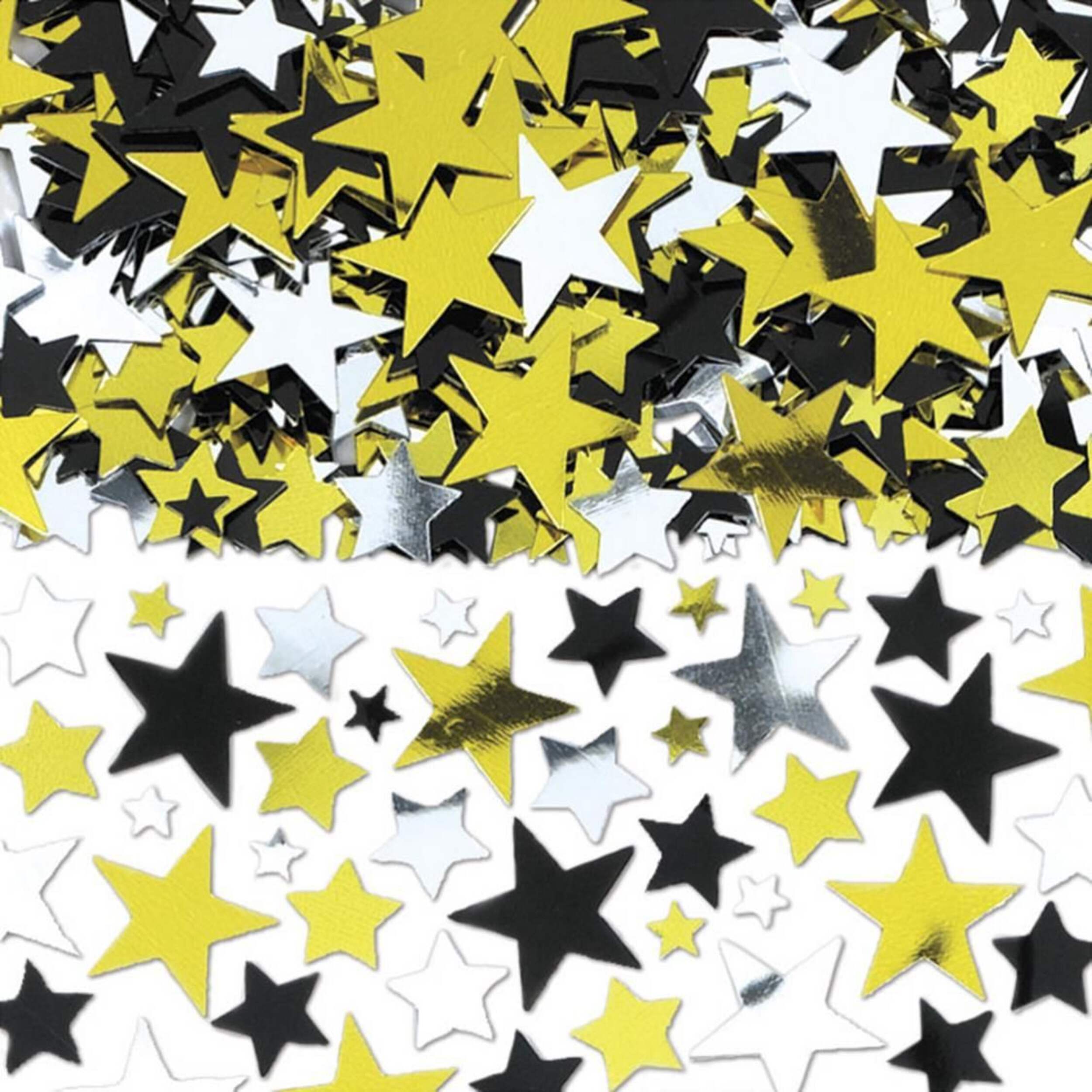 Star Metallic Confetti Table Scatter Decoration, Silver/Gold/Black, 2.5-oz, for Graduation/New Year's Eve Composite_or_Mixed