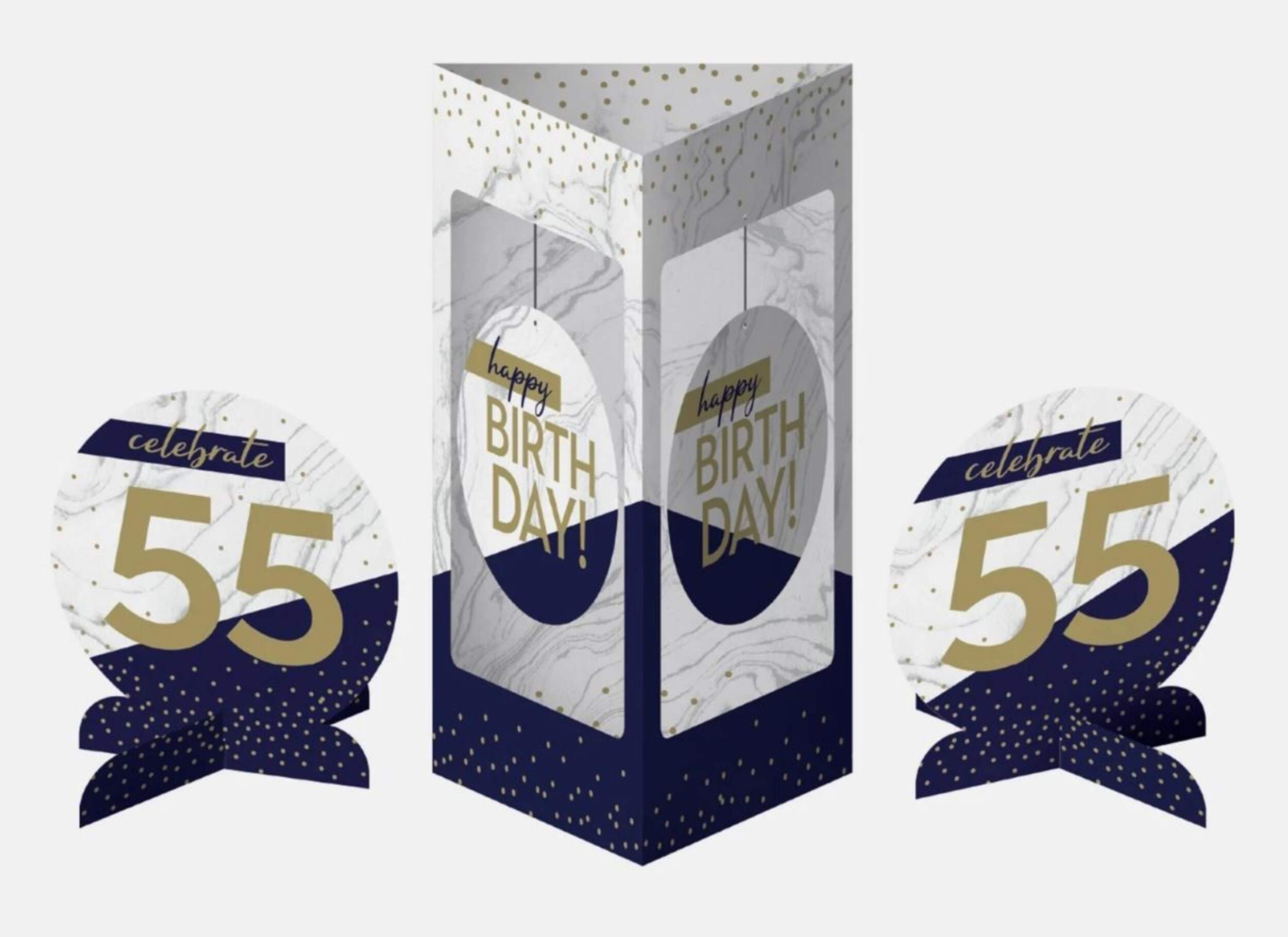 Navy Love "Happy Birthday" DIY Customizable Sign Table Centerpiece Decoration, Blue/White, 12-in, for Birthday Party Composite_or_Mixed